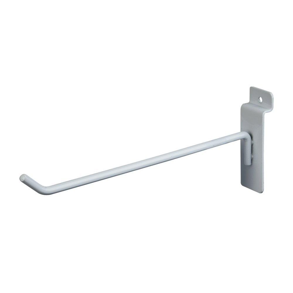 8" White Metal Slatwall Hook for Lightweight Items