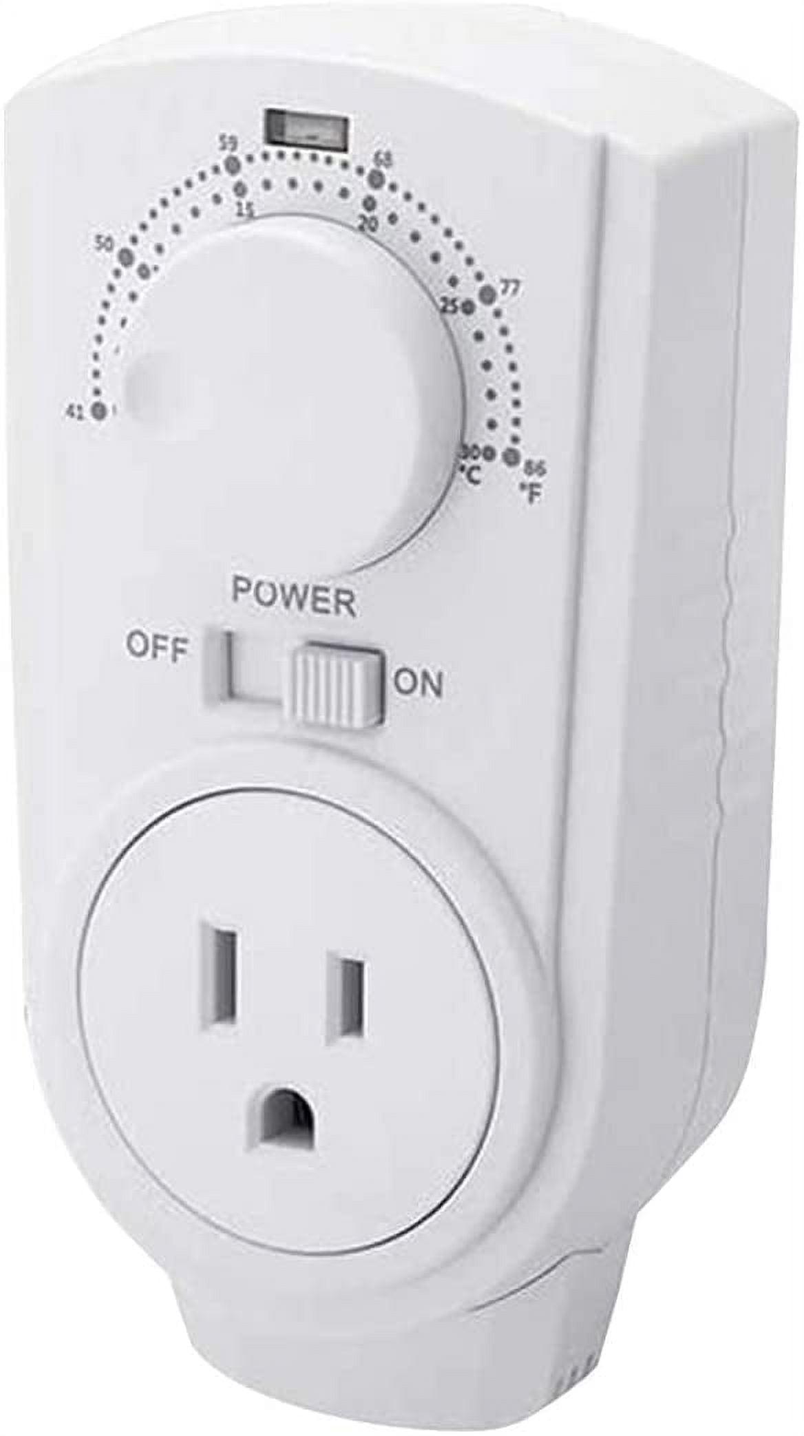 White Universal Plug-In Adjustable Thermostat for Heating & Cooling