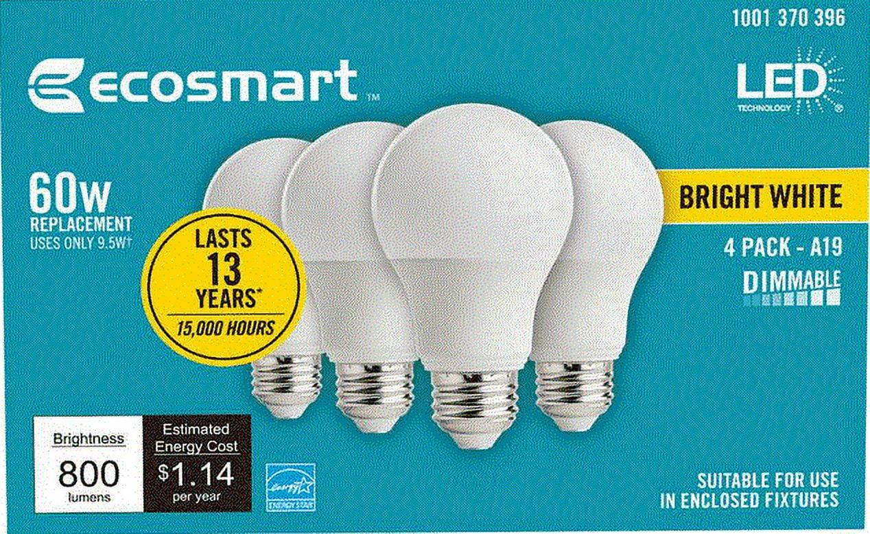 EcoSmart LED 8.5W (60W Equivalent) Daylight General Purpose Led Lights, Dimmable (4 Pack)