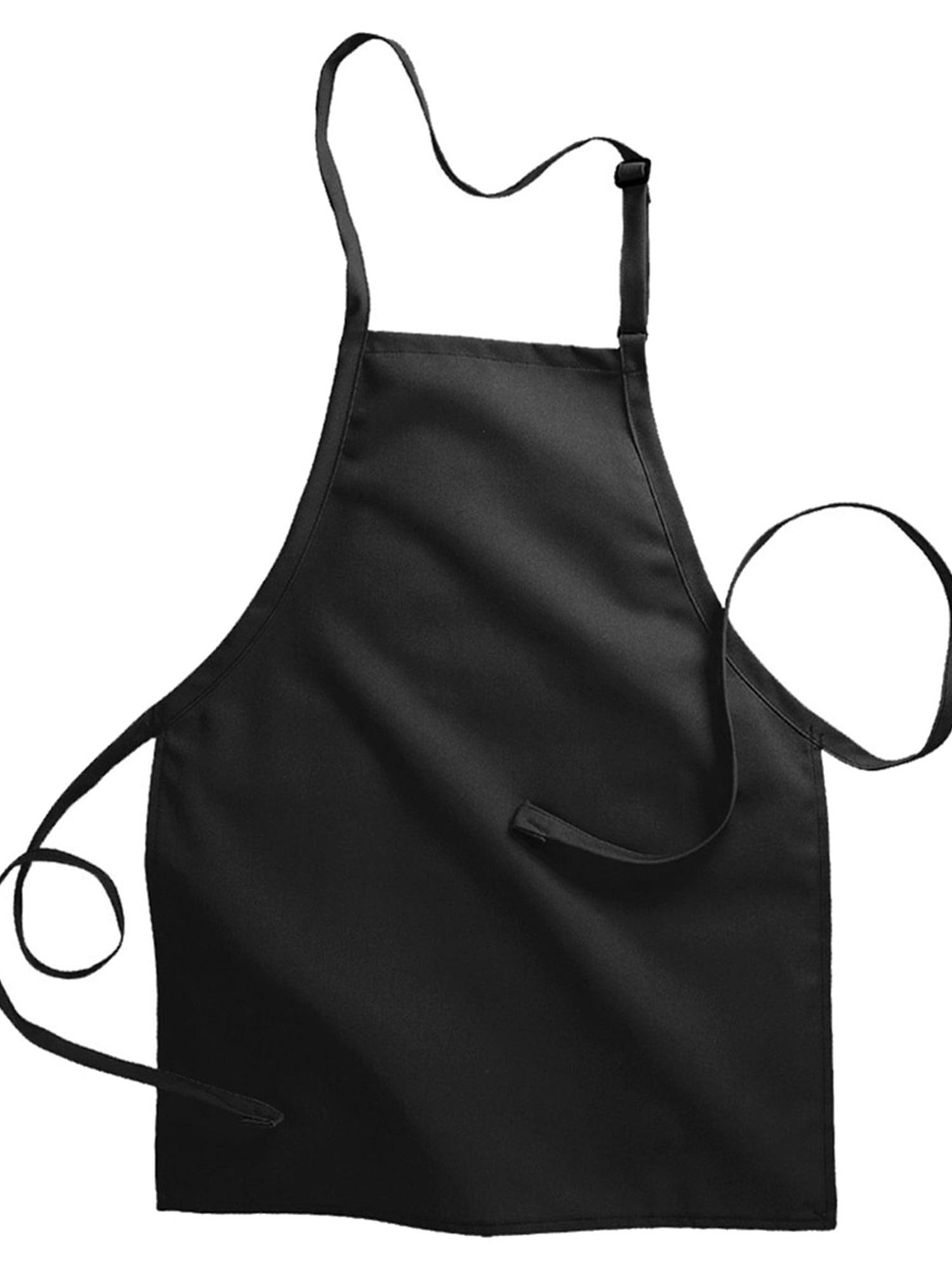 Black Adjustable Neck Pocketless Bib Apron, 28"L x 24"W