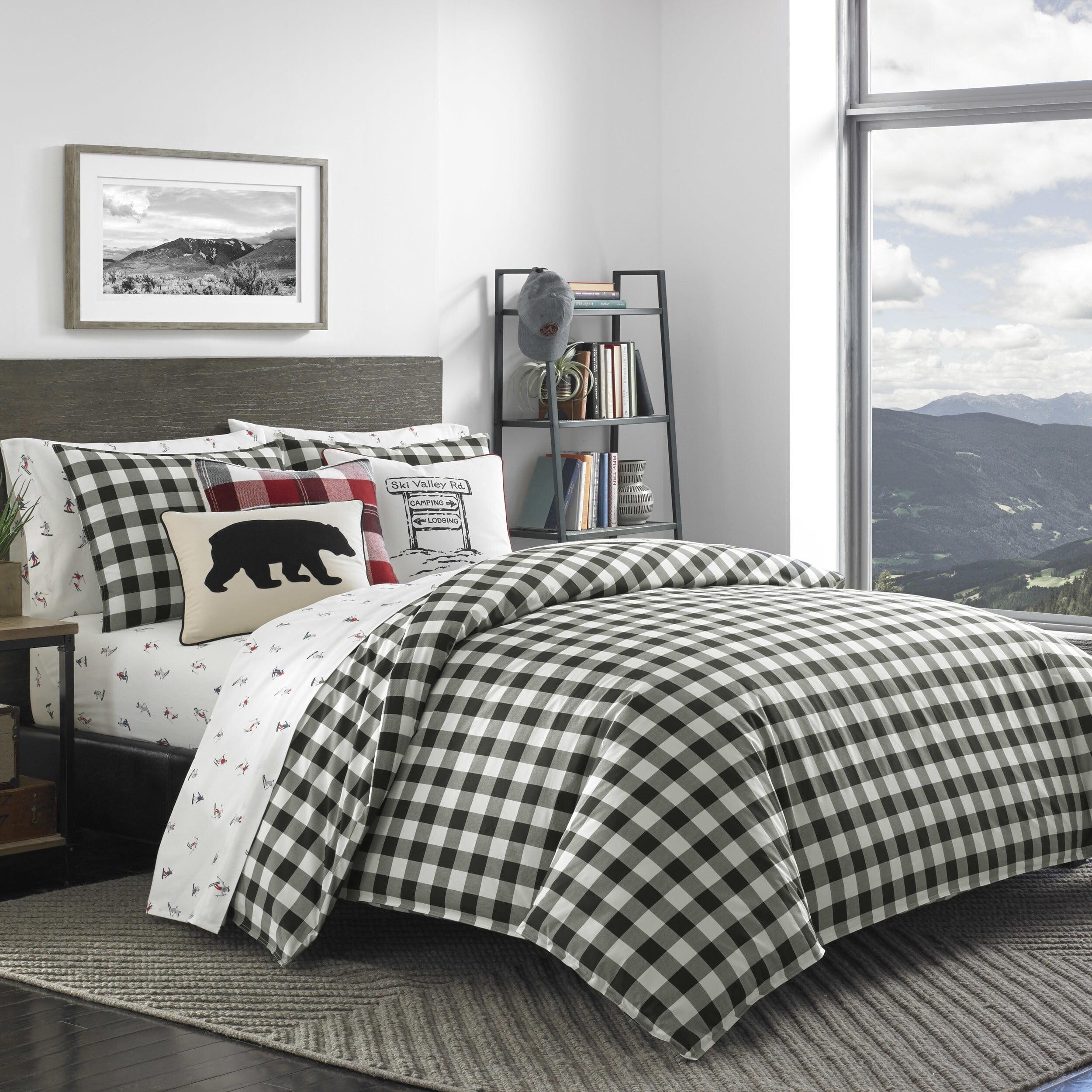 Eddie Bauer  Black/White Mountain Plaid Comforter Set