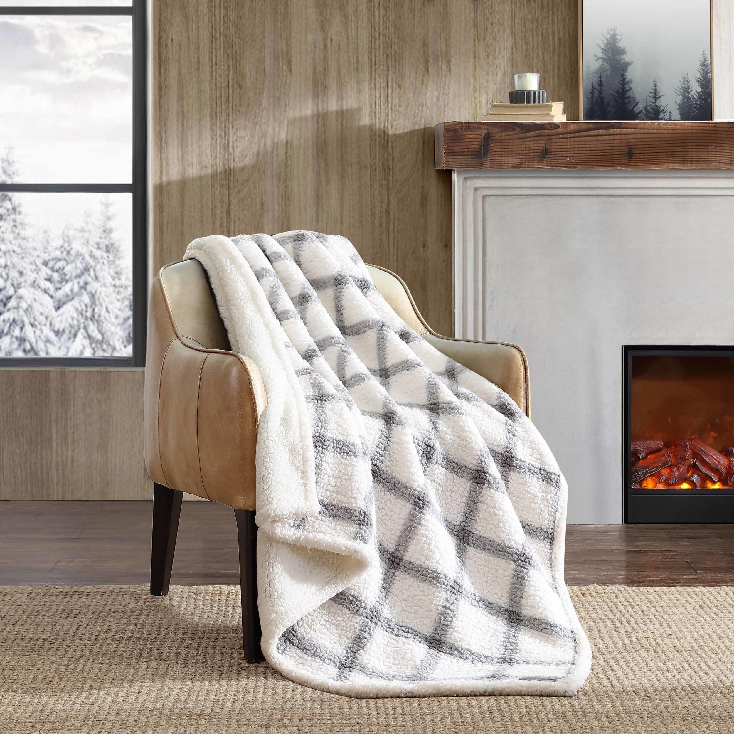 Eddie Bauer Printed Sherpa Reversible Throw Blankets