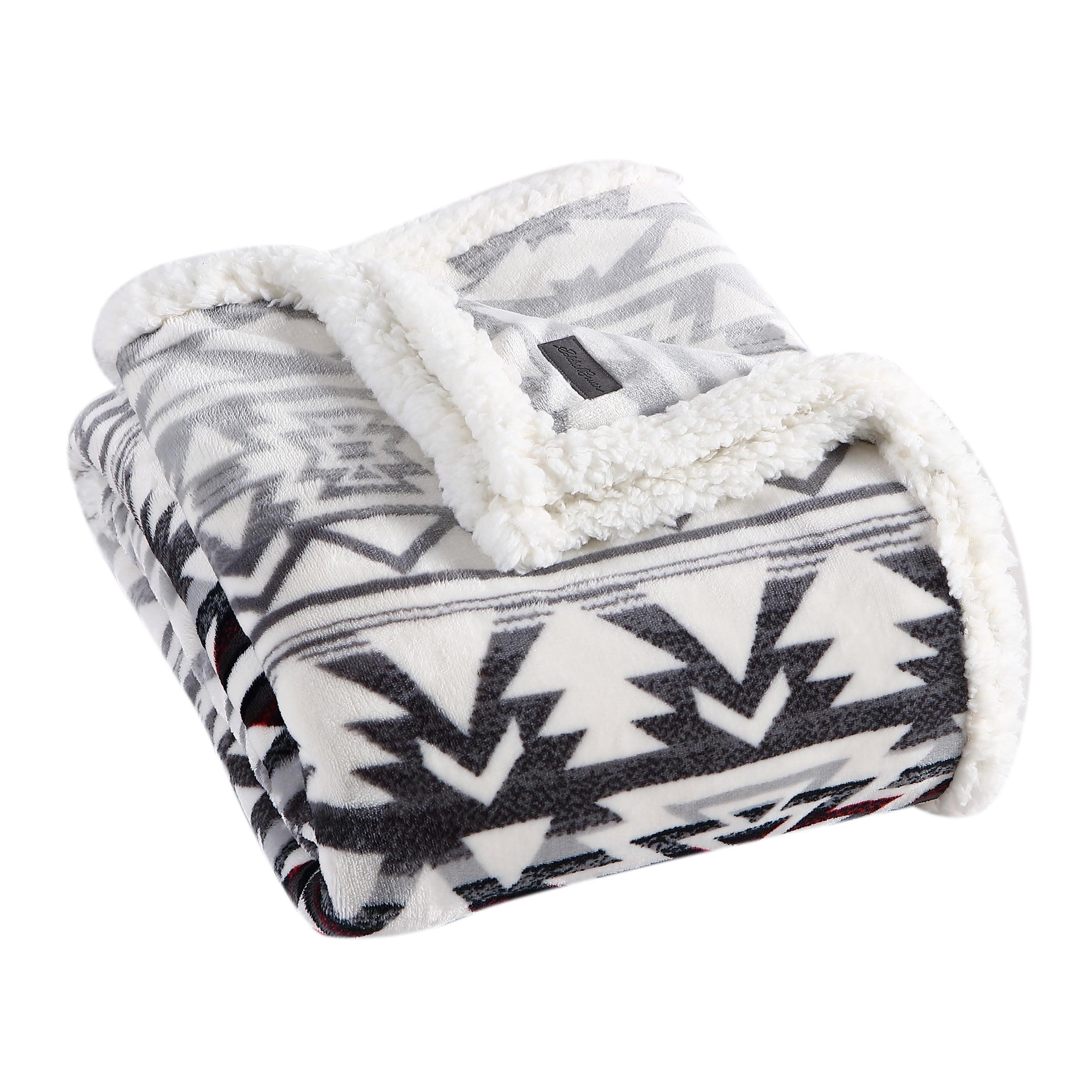 Eddie Bauer Printed Plush Fleece/Sherpa Throw Blankets