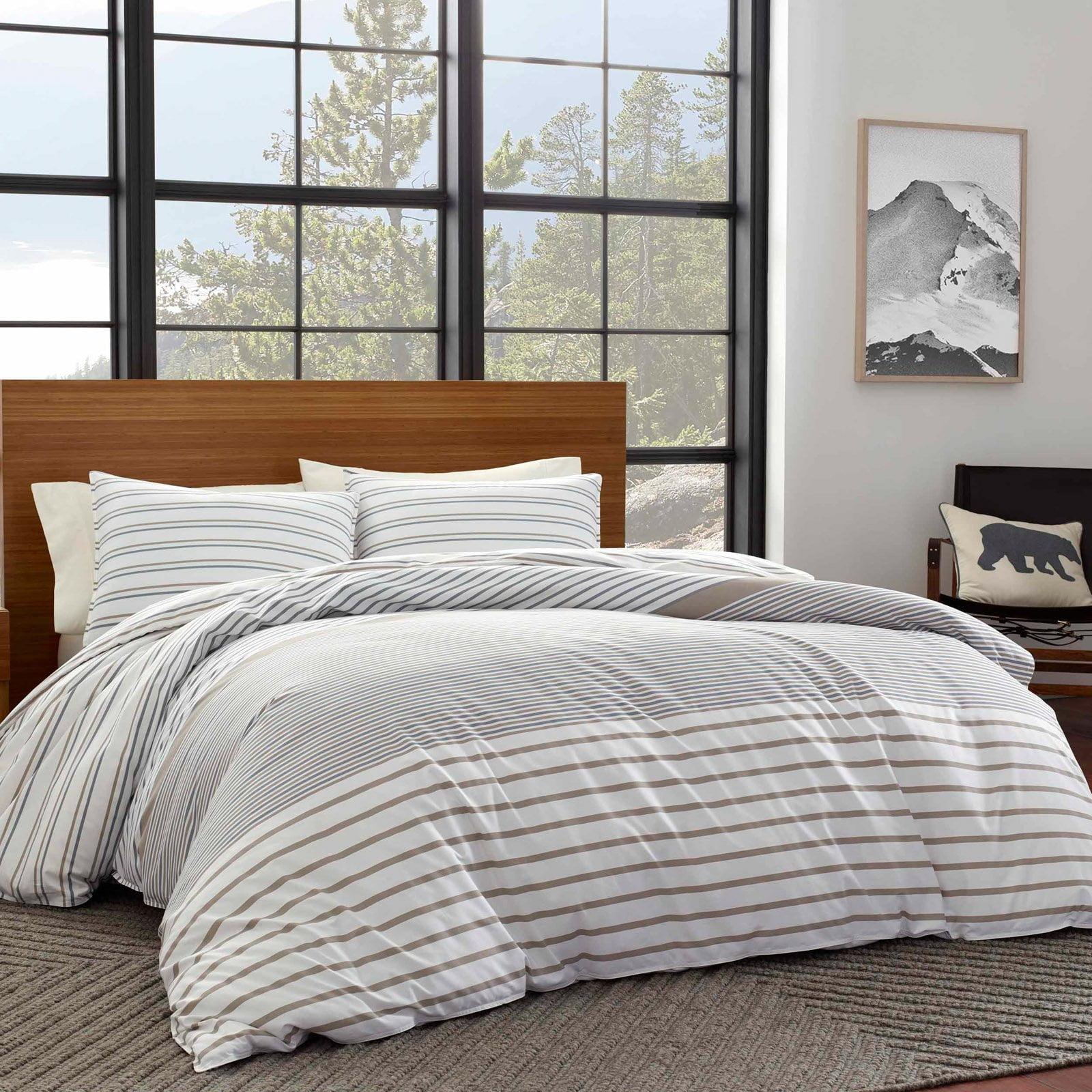 Twin Sandstone and Chrome Cotton Stripe Sham Set