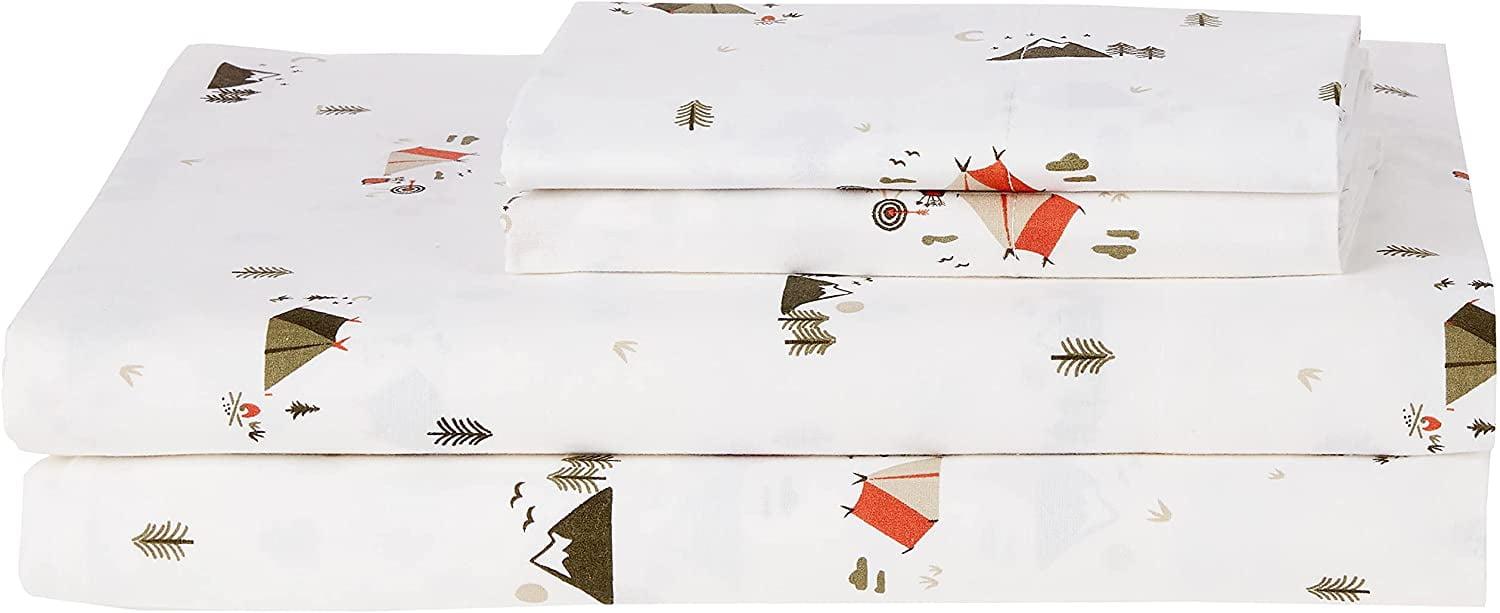 Queen White Cotton Percale Camping Sheet Set