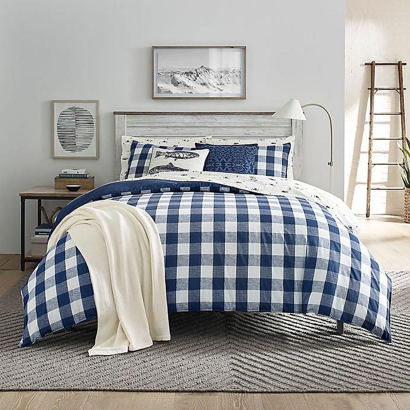 Eddie Bauer Lakehouse Plaid Blue Cotton Duvet Cover Set