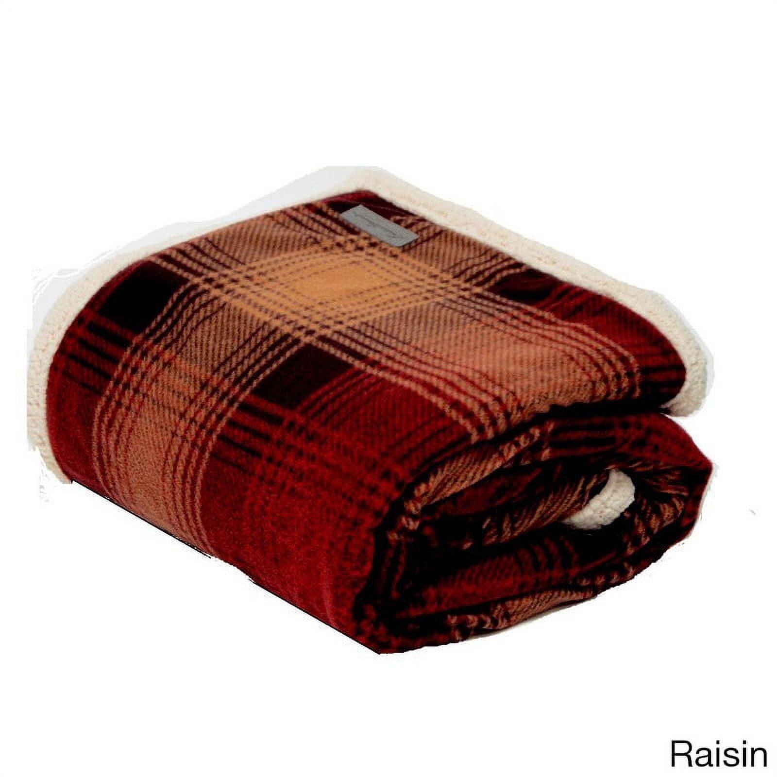 50"x70" Oversized Nordic Plaid Throw Blanket Raisin - Eddie Bauer: Cozy Fleece, Machine Washable