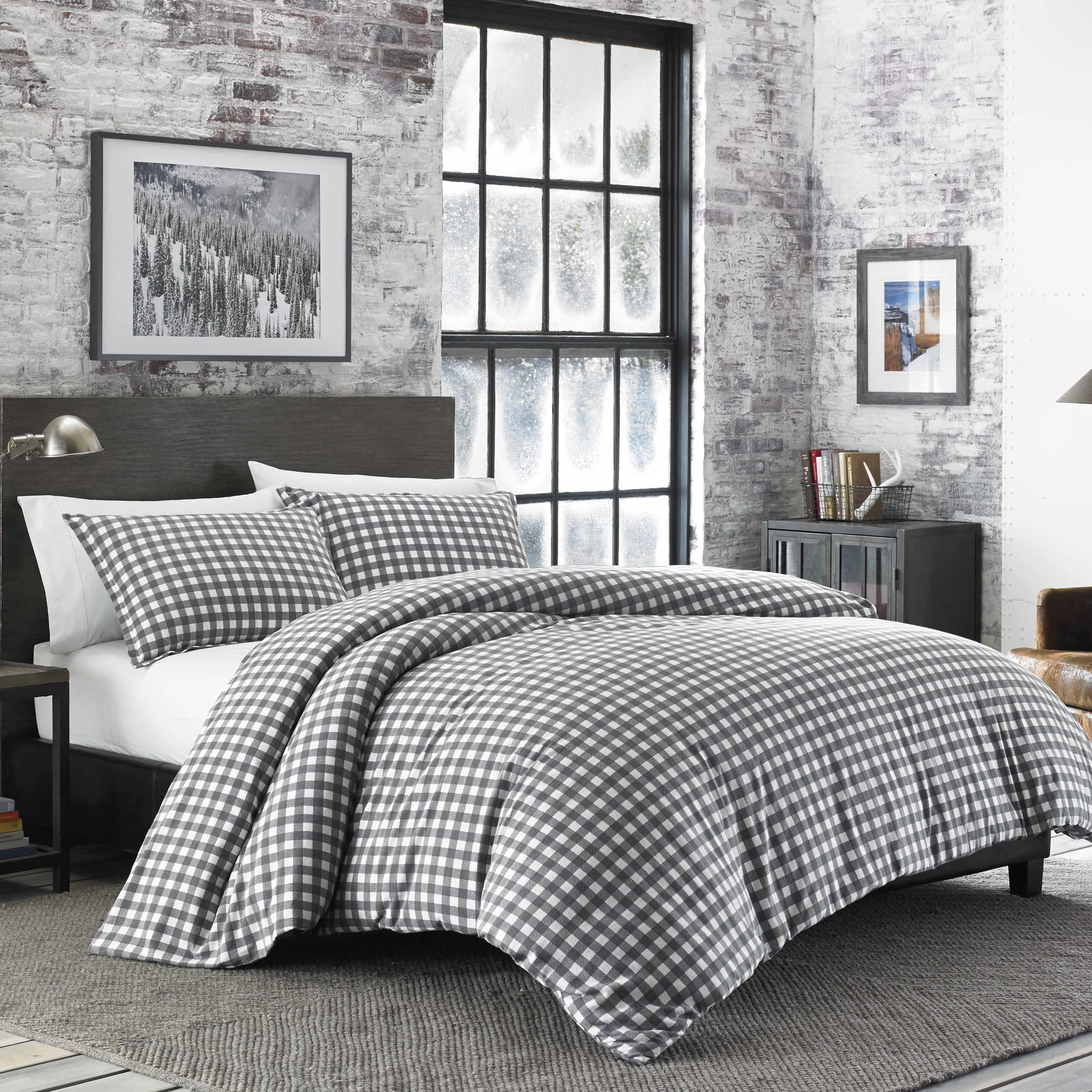 Eddie Bauer Eddie Bauer Preston Grey Cotton Flannel Reversible Comforter Set