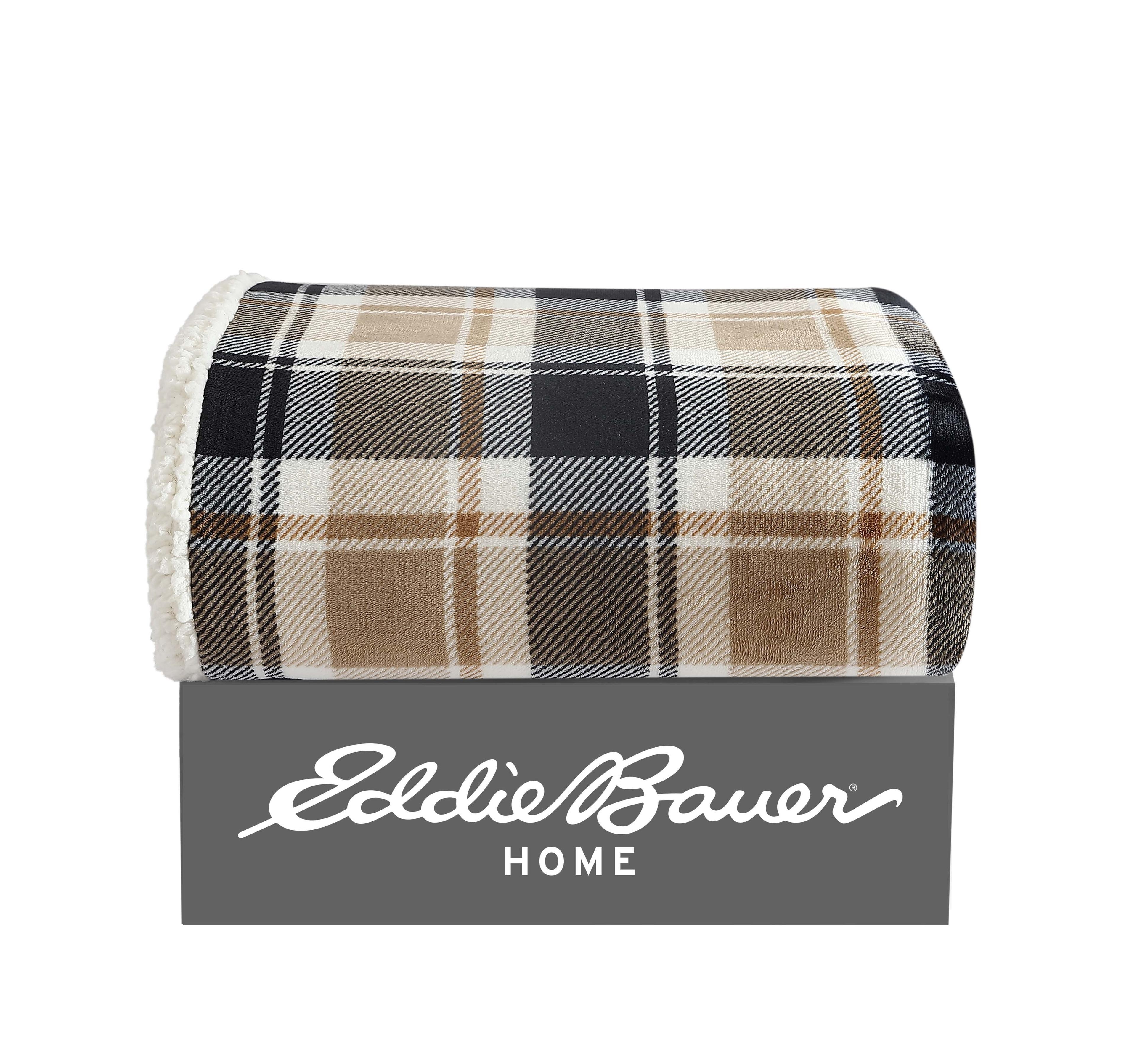 Eddie Bauer Printed Plush Fleece/Sherpa Throw Blankets
