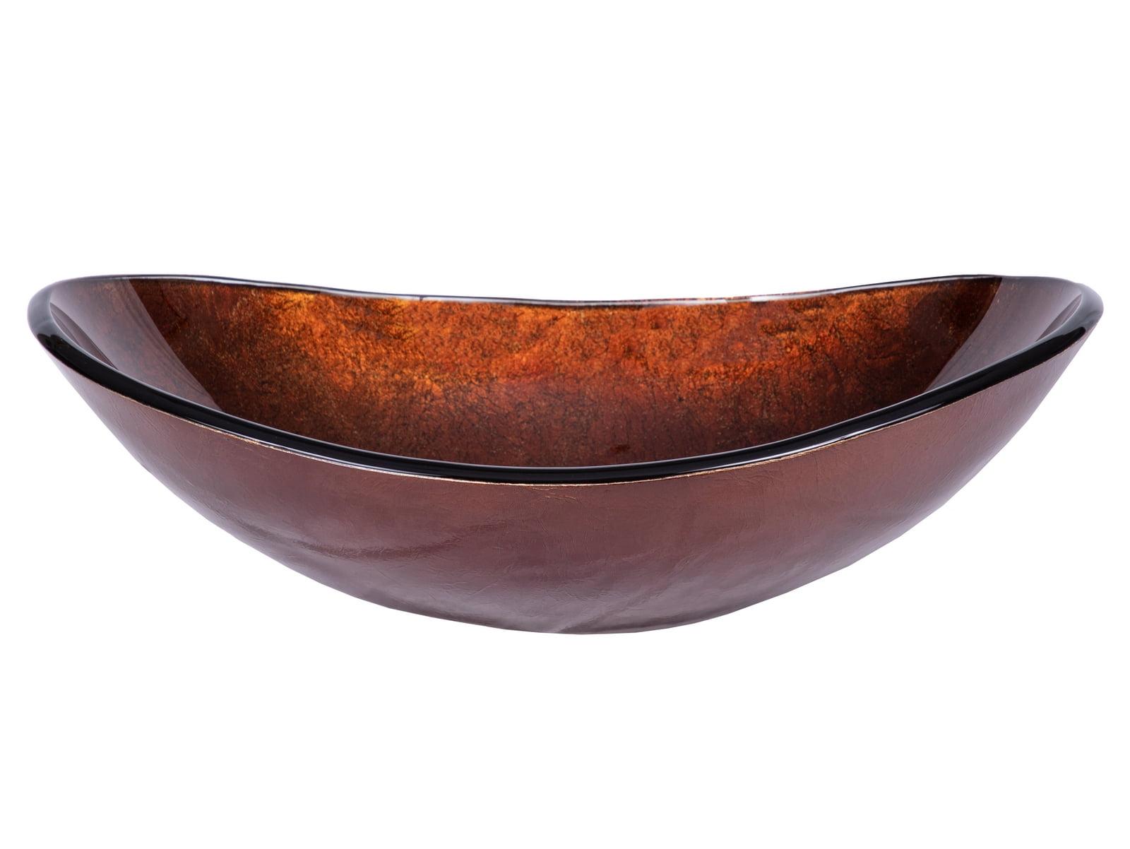 Red Copper Textured Glass Oval Vessel Sink