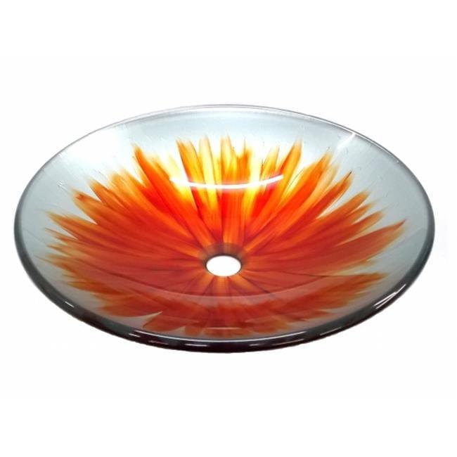Eden Bath 18'' Orange Tempered Glass Circular Bathroom Sink