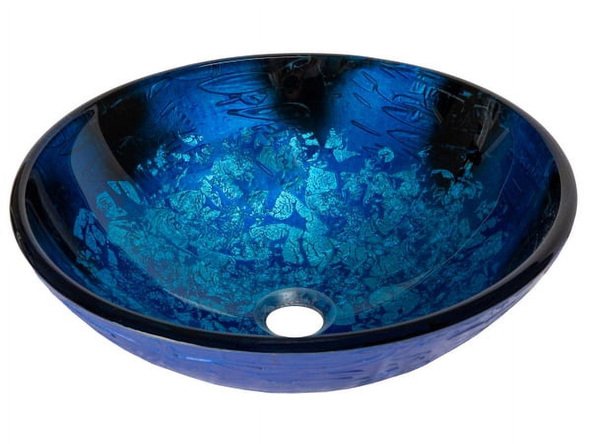 Vibrant Blue Foil Tempered Glass Round Vessel Sink