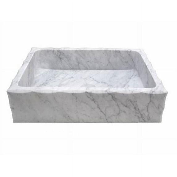 EB-S037CW-H Antique Rectangular Carrara Marble Vessel Sink Honed