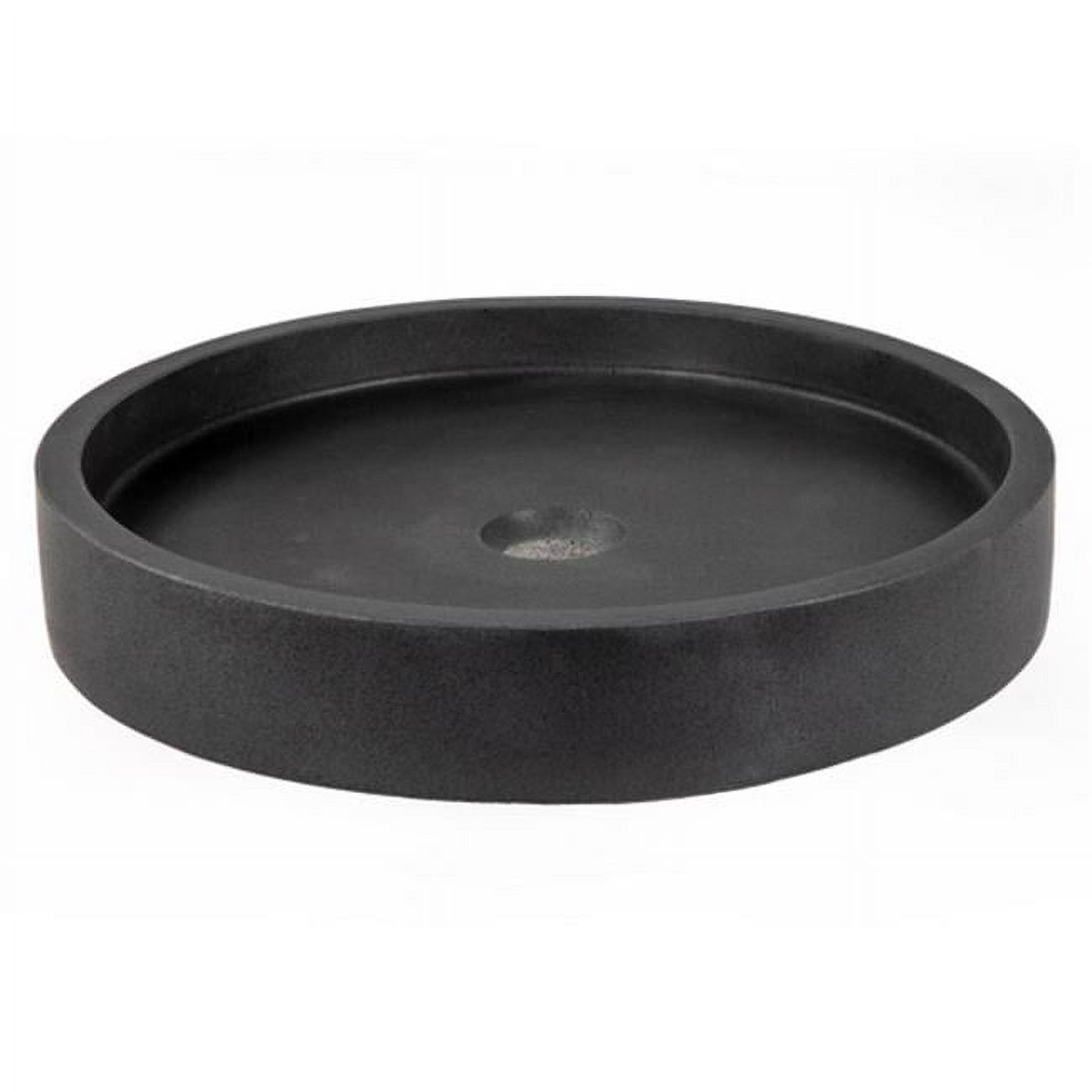 Sleek Honed Black Lava Stone 18'' Circular Vessel Bathroom Sink