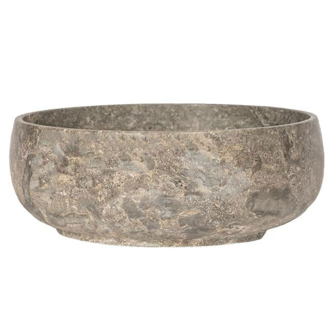 Gray/Brown Stone Circular Vessel Bathroom Sink