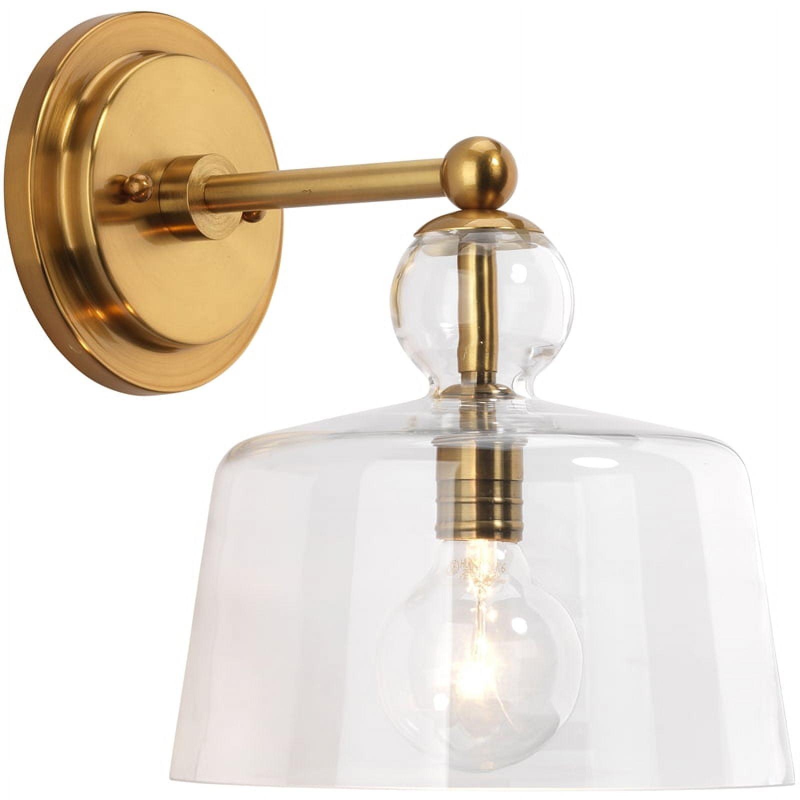 Elevate 12" Antique Brass and Clear Glass Jelly Jar Wall Sconce