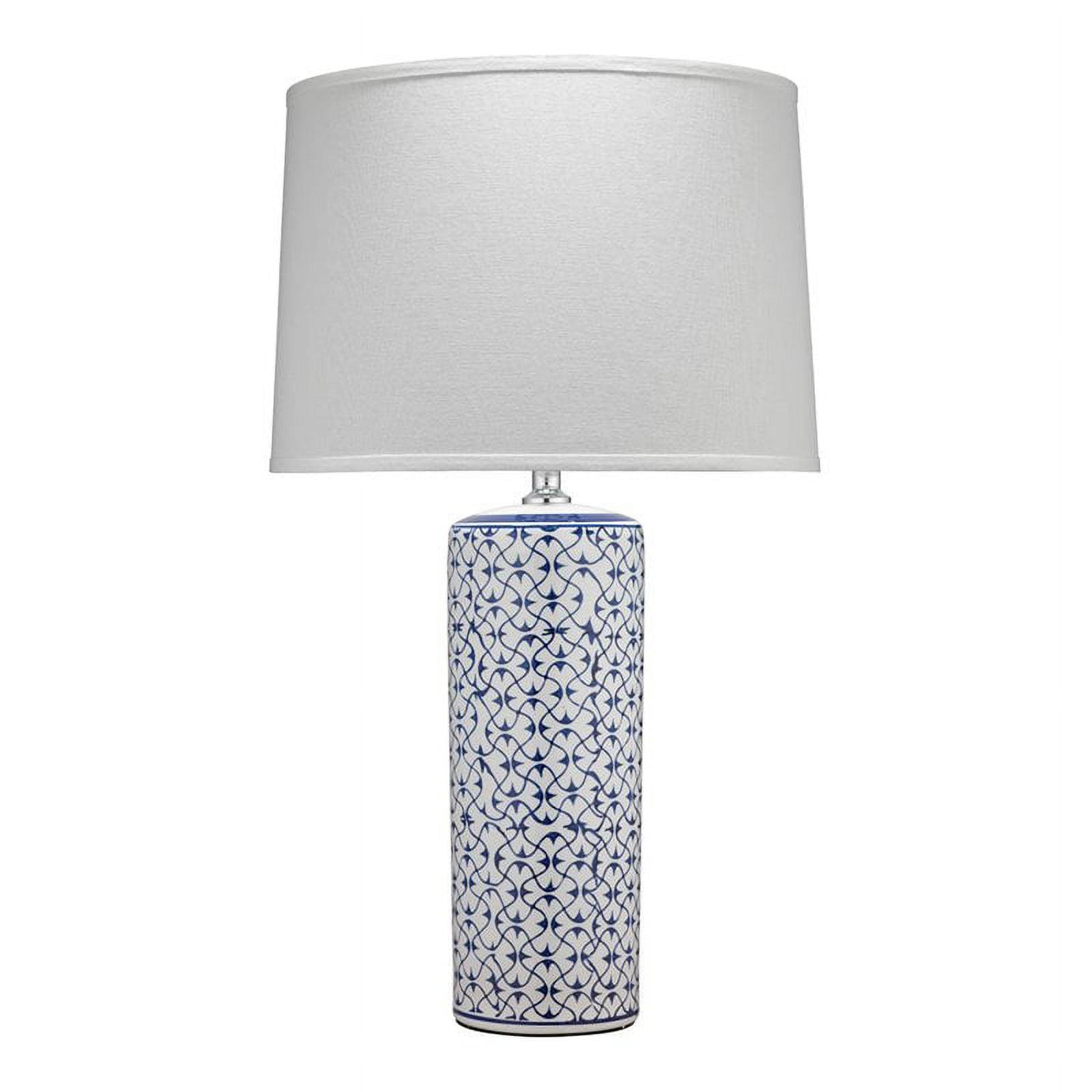 Vivian Hand-Painted Blue and White Ceramic Table Lamp with Linen Shade