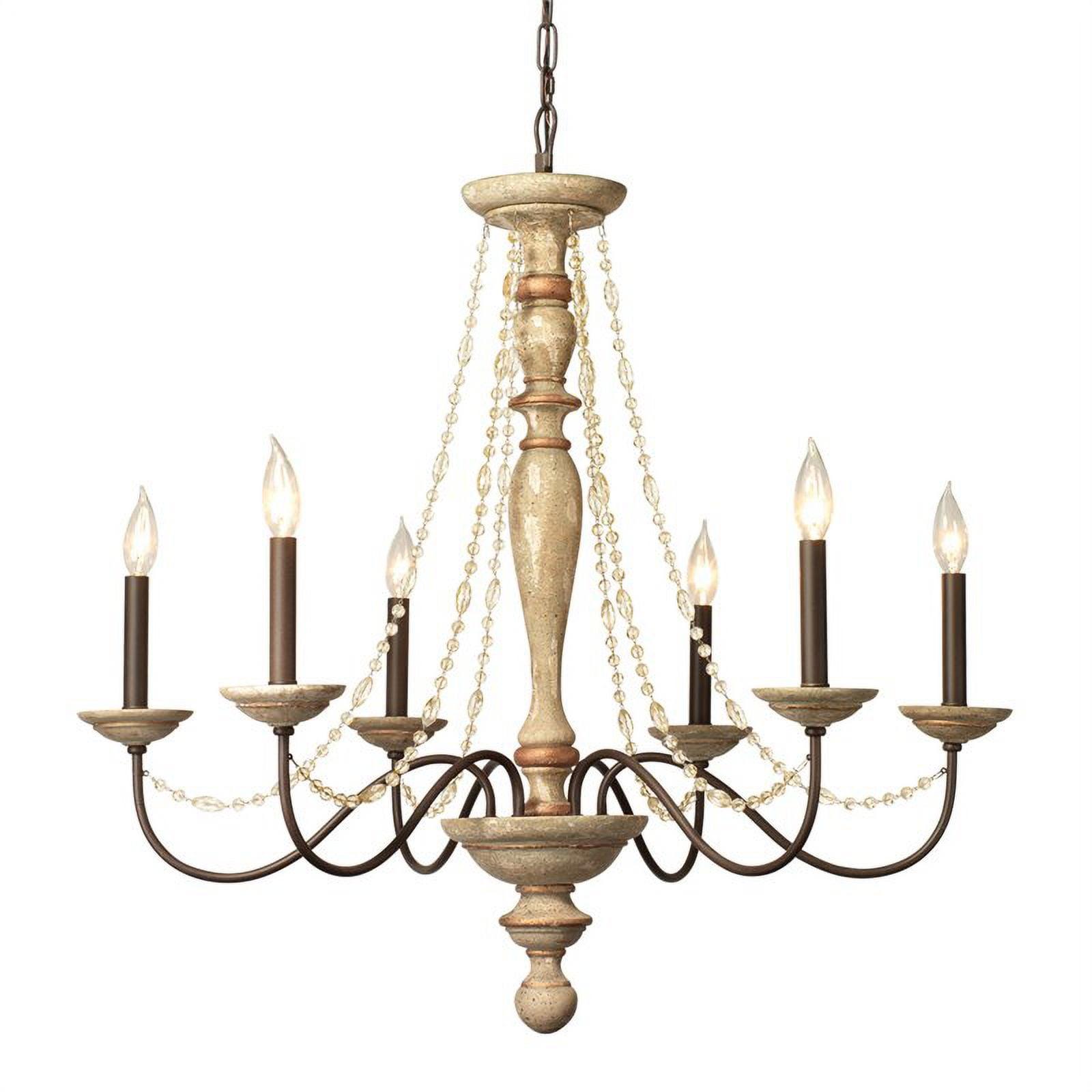 Eden Home Transitional Wood Glamourous and Elegant Chandelier in White