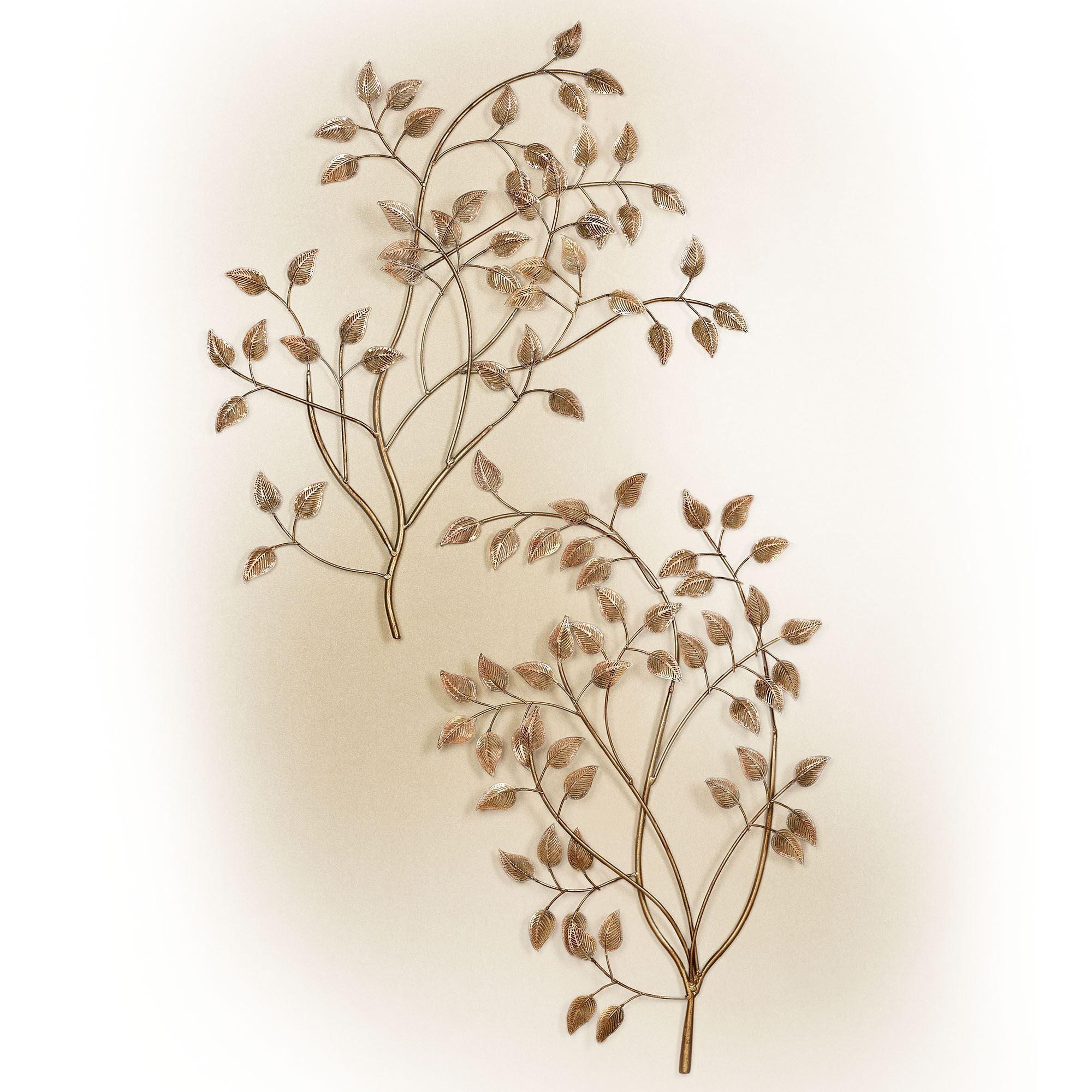 Branch Powder Coated Nature Inspired Metal Wall Art Champagne Bronze Set 24"Wx30"H Set of 2