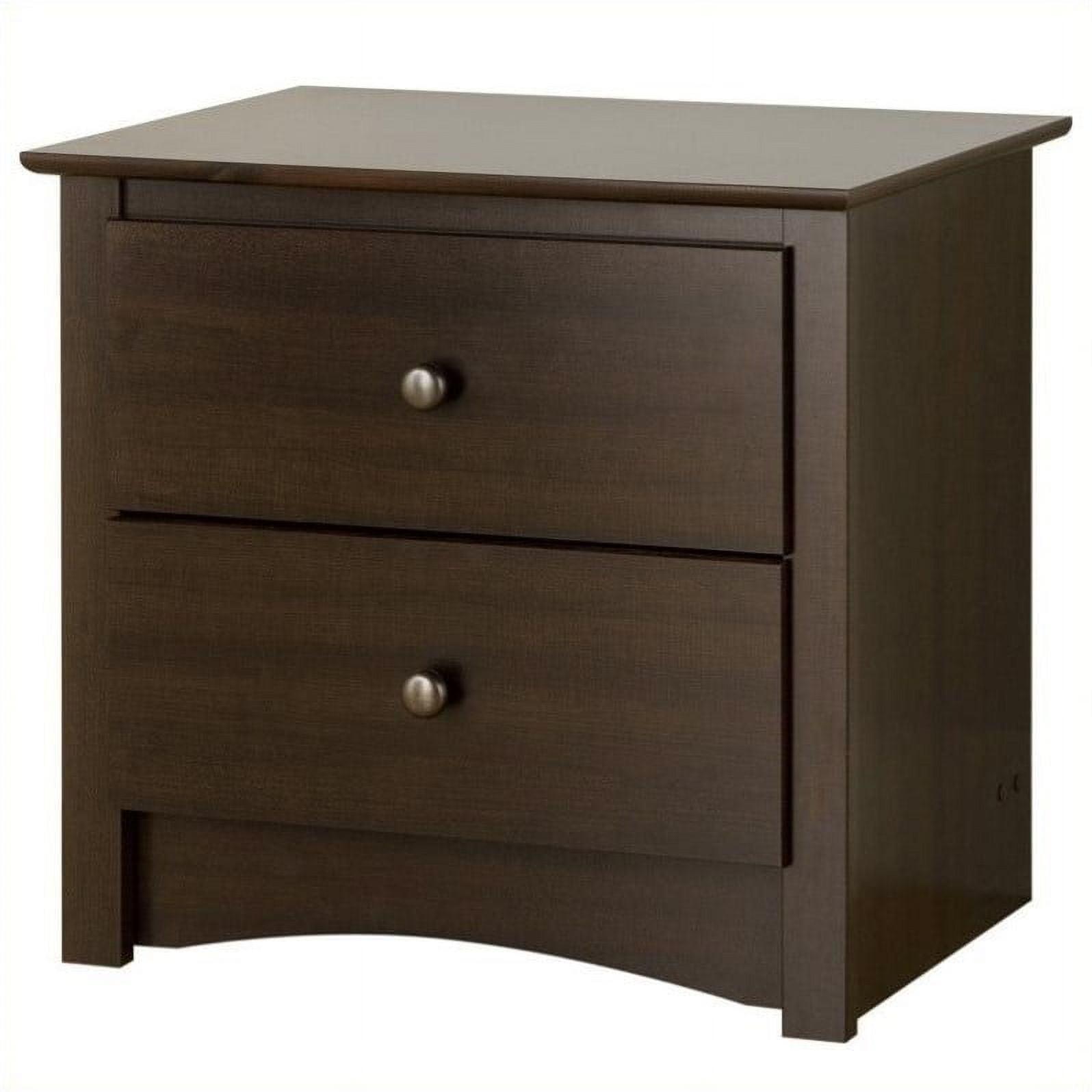 2-Drawer Contemporary Composite Wood Nightstand in Espresso