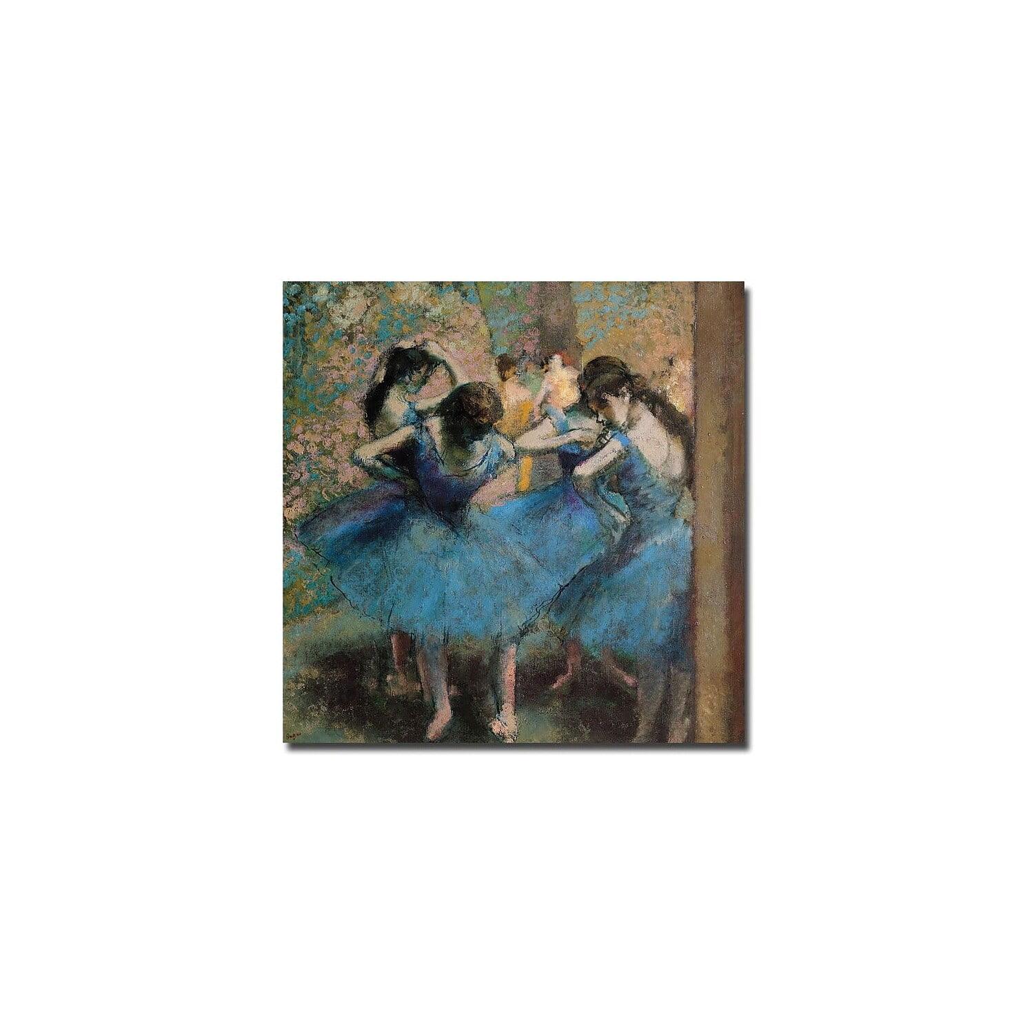 Edgar Degas Dancers in Blue 1890 Canvas Art with Floater Frame