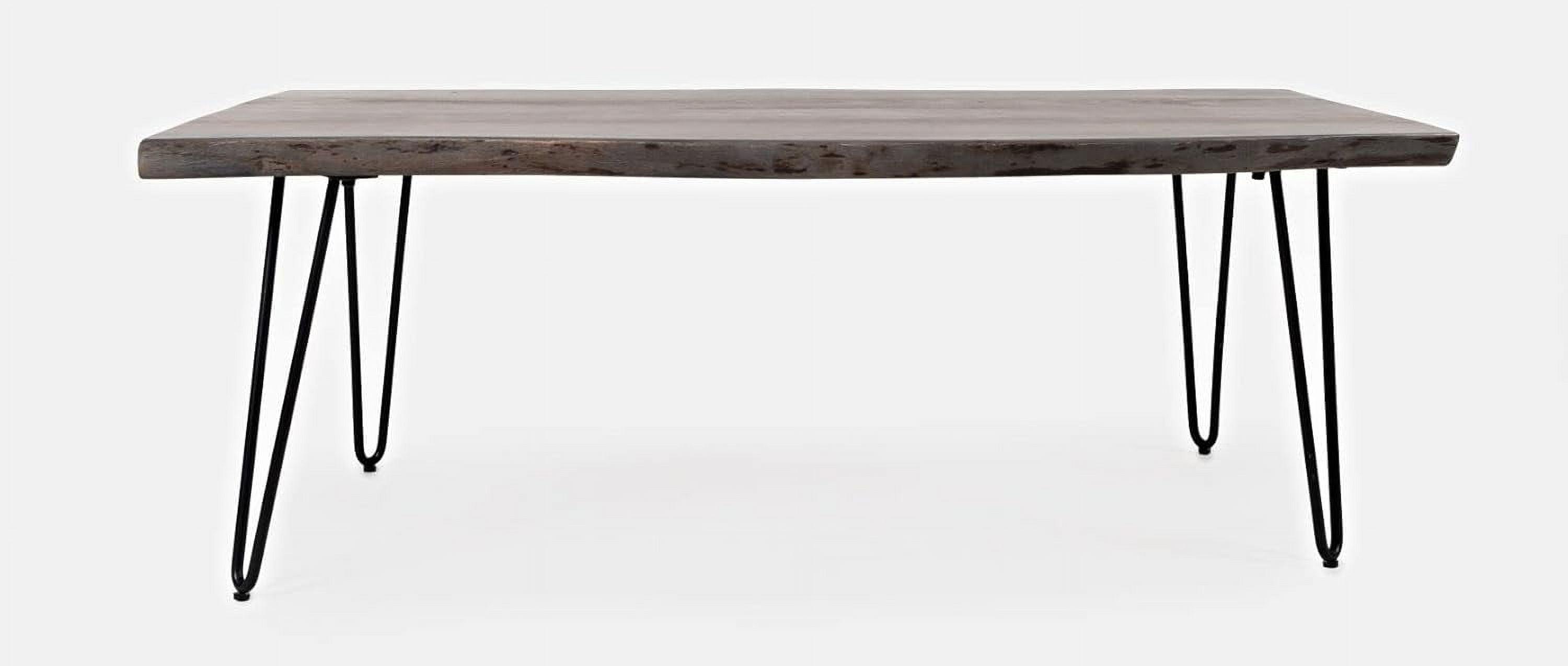 Transitional Slate Gray/Brown Acacia Wood Coffee Table with Metal Legs