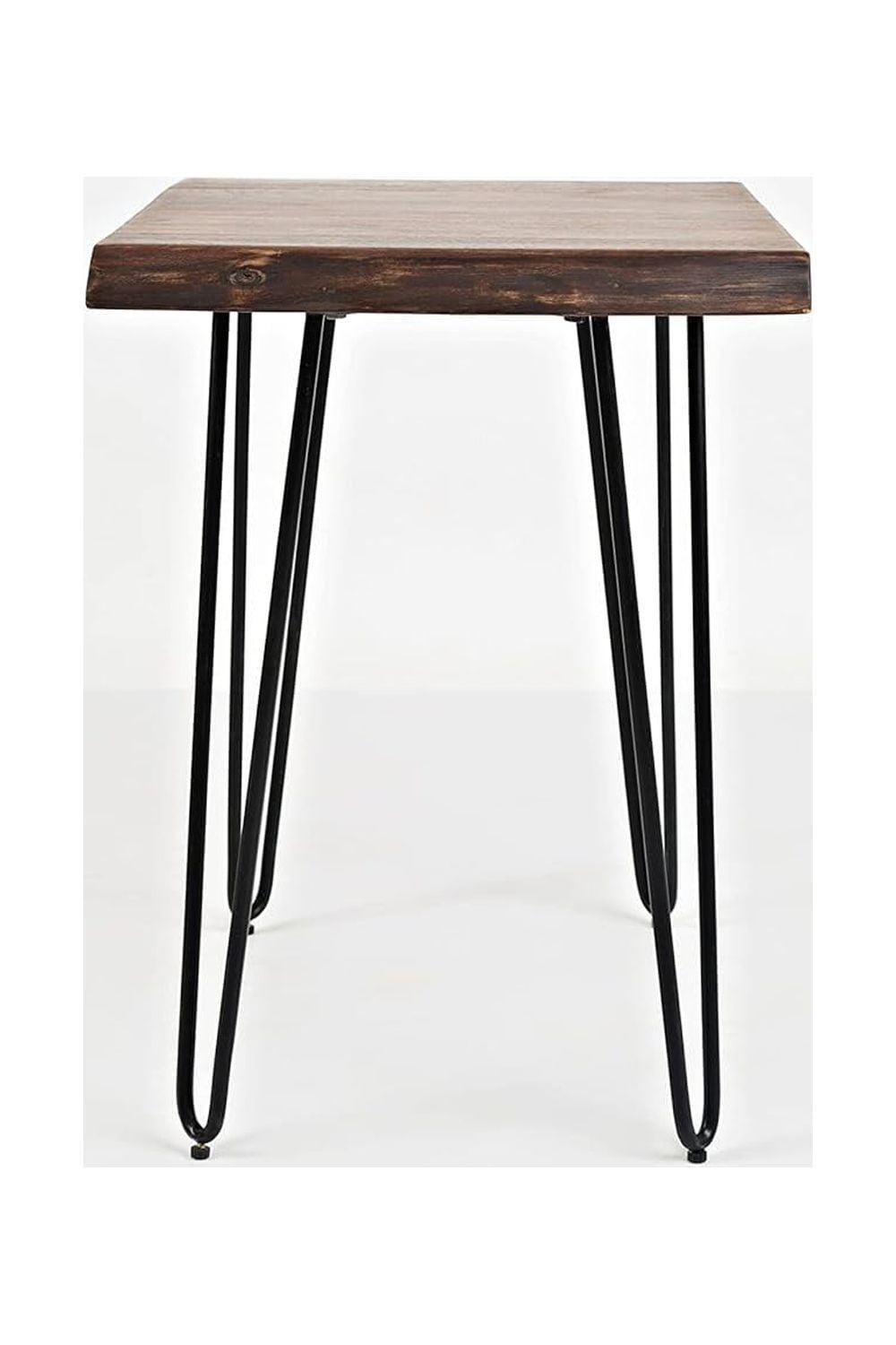 Transitional Chestnut Solid Wood and Metal Chairside Table