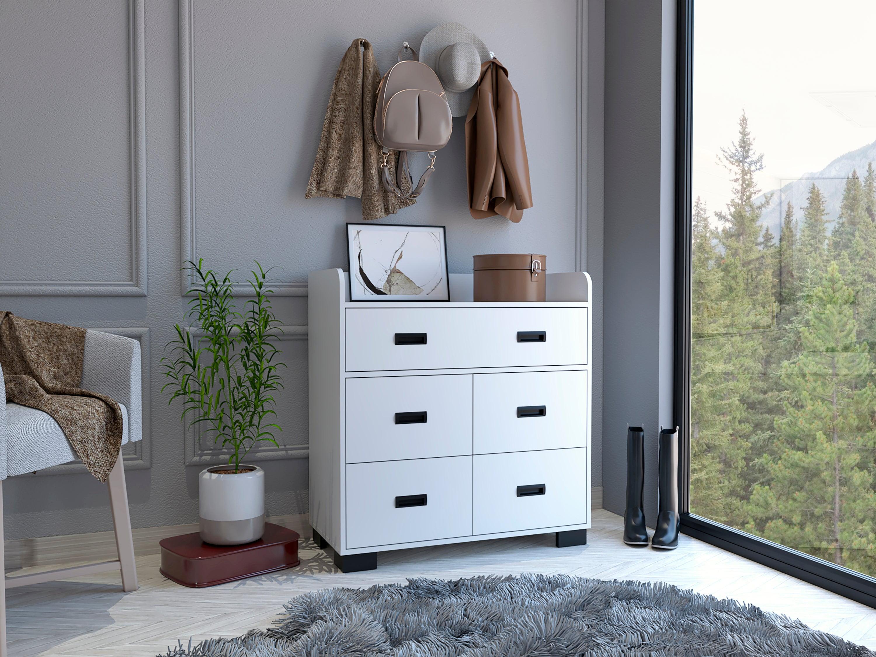 Anemone Rustic White Double Drawer Dresser with Spacious Storage