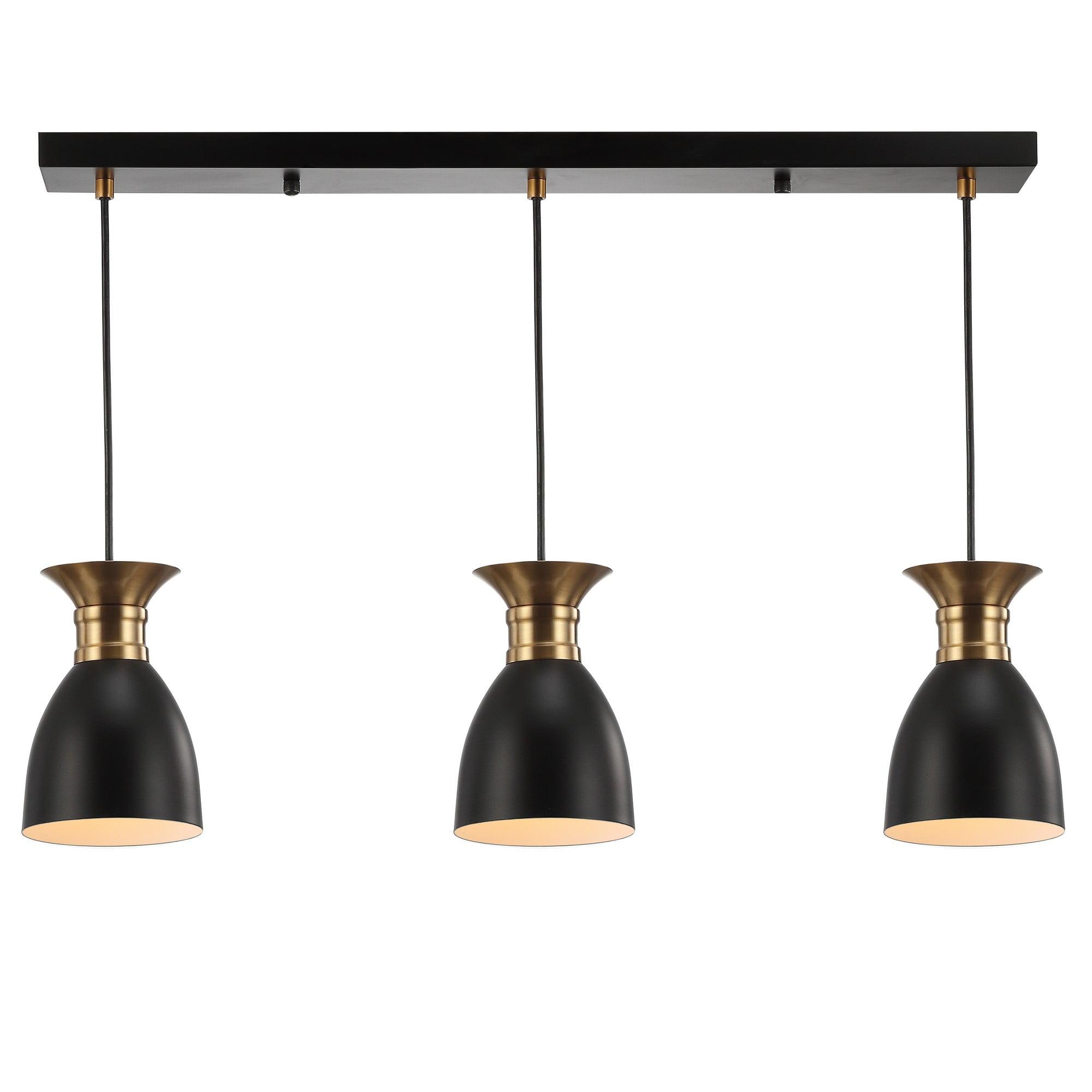 Edison 33.25" Matte Black and Brass Gold 3-Light LED Pendant