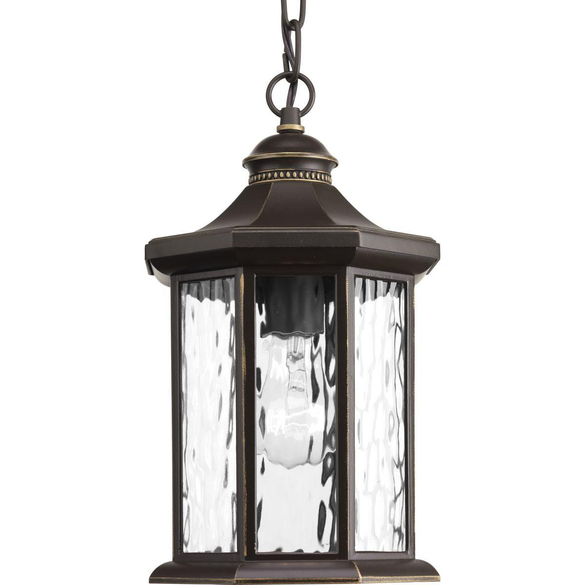 Antique Bronze 13.25" Indoor/Outdoor Hanging Lantern with Clear Glass