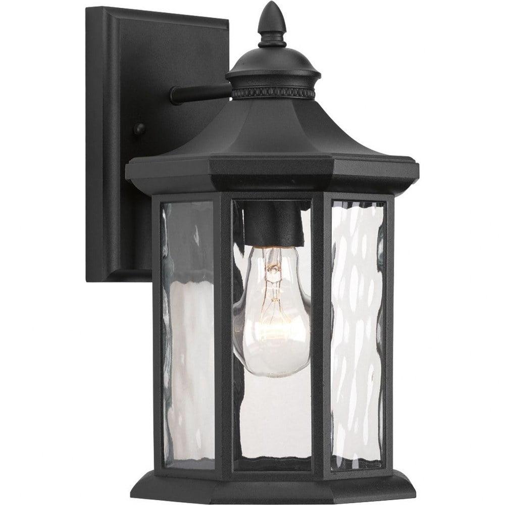 Progress Lighting, Edition, 1-Light, Wall Lantern, Textured Black, Clear Water Glass Shade