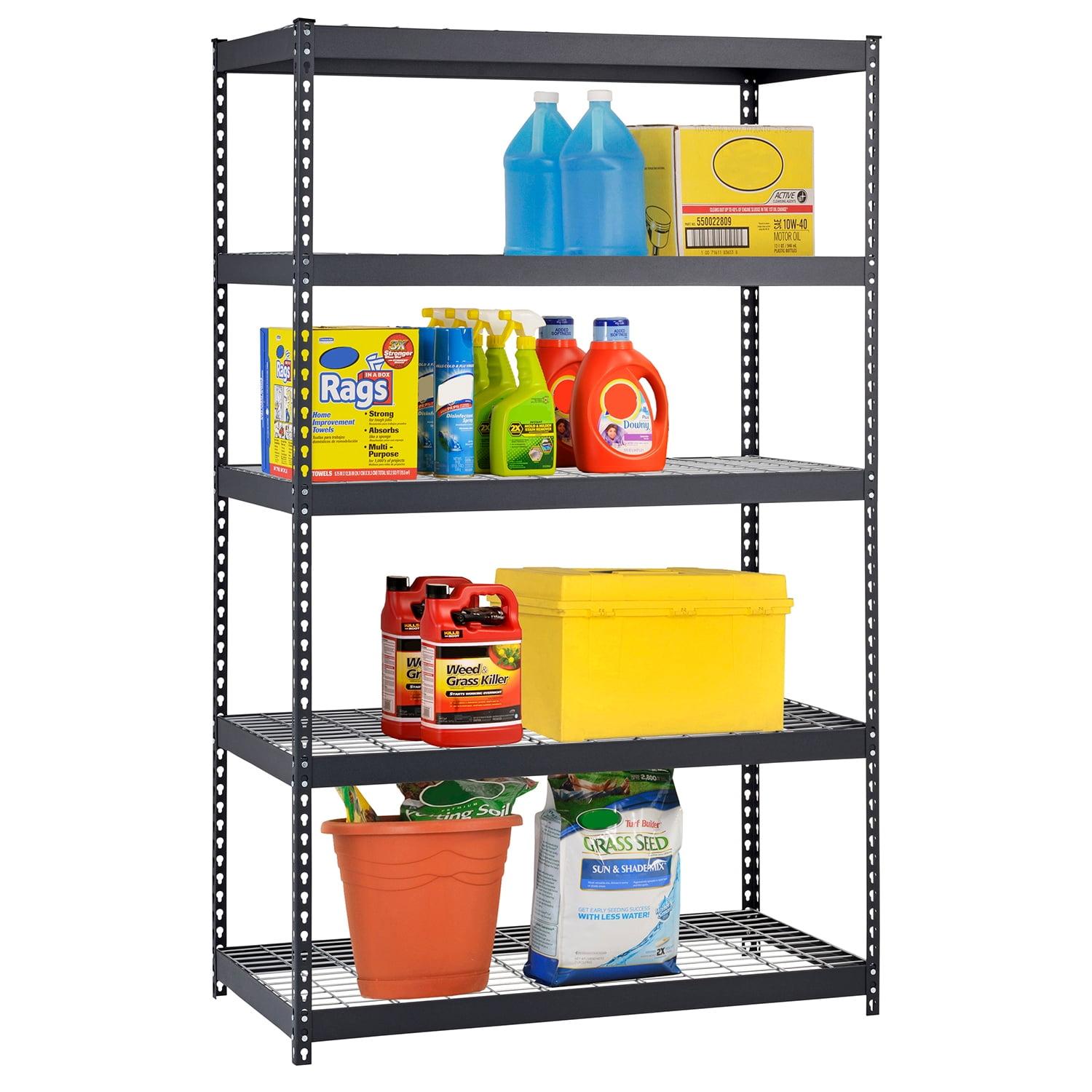 Black 72" Heavy-Duty Adjustable Steel Shelving Unit