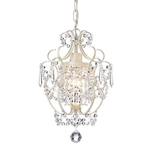 Edvivi Amorette Mini Chandelier Crystal Chandeliers, 1 Light Modern Elegant Glam Ceiling Light Fixture Ivory, Adjustable Hanging Lighting for Closet, Bedroom, Girls Room, Kitchen Island