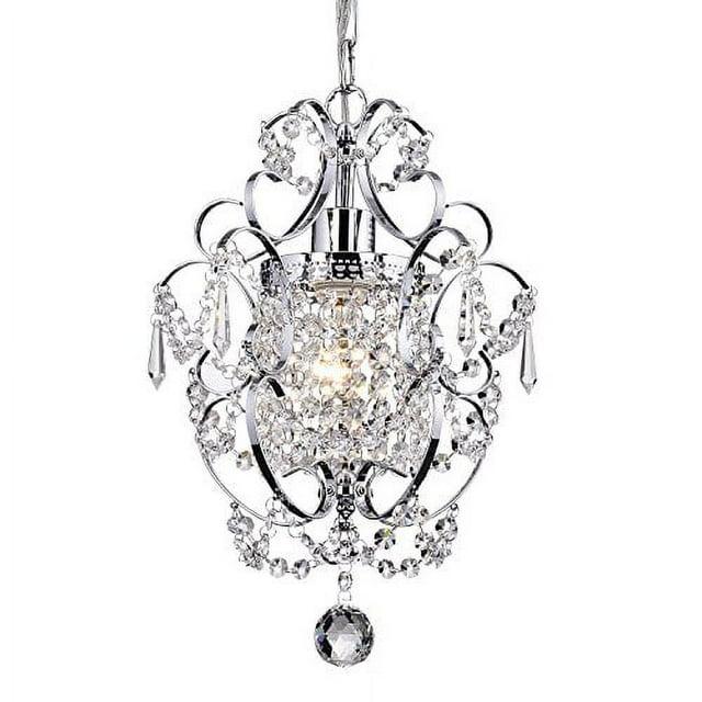 Edvivi Lighting Chrome Finish 1-Light Glam Mini Pendant with Crystal