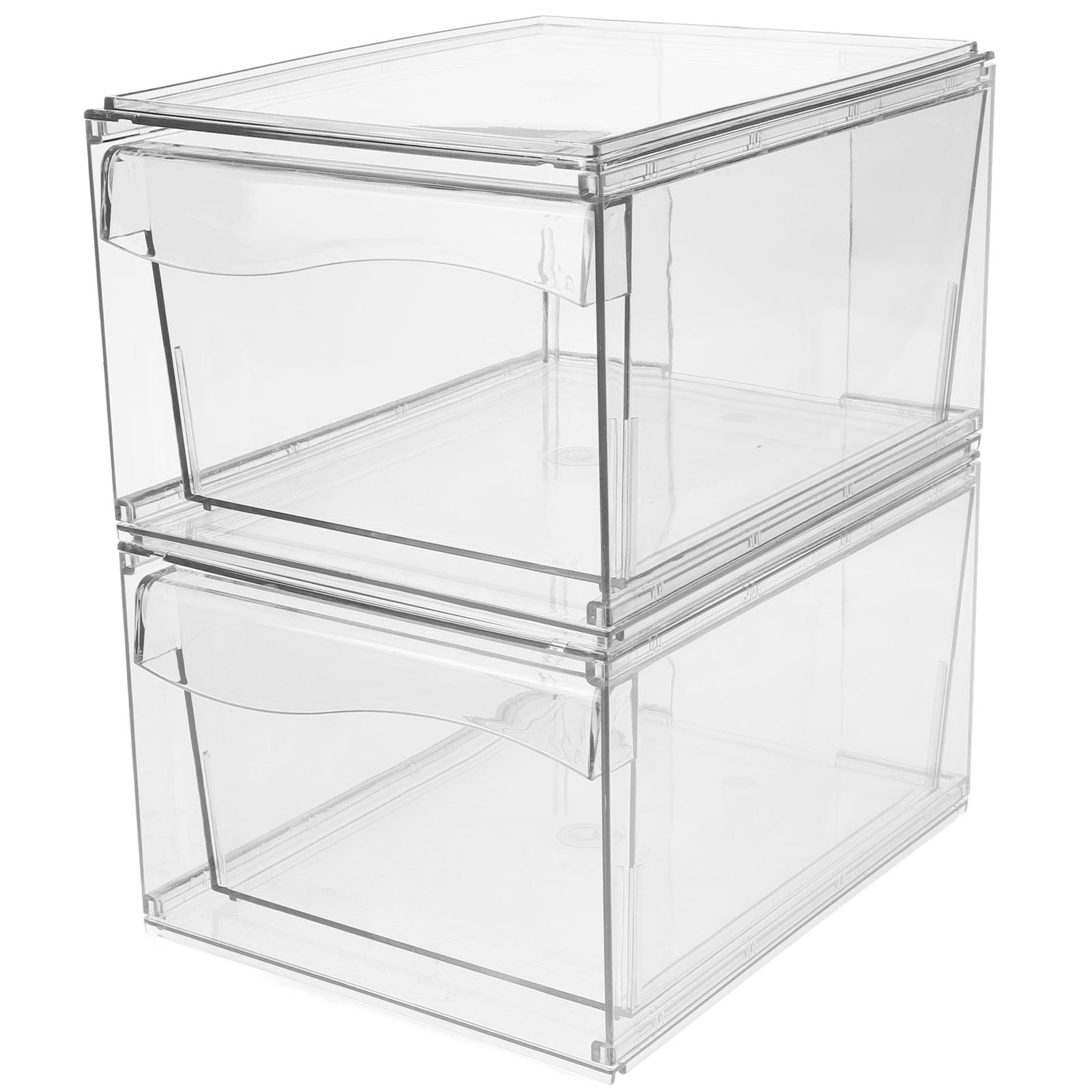 Youngever 2 Pack Stackable Makeup Organizer Drawers, 9" x 6.5" x 4 Clear Cosmetic Storage Organizers