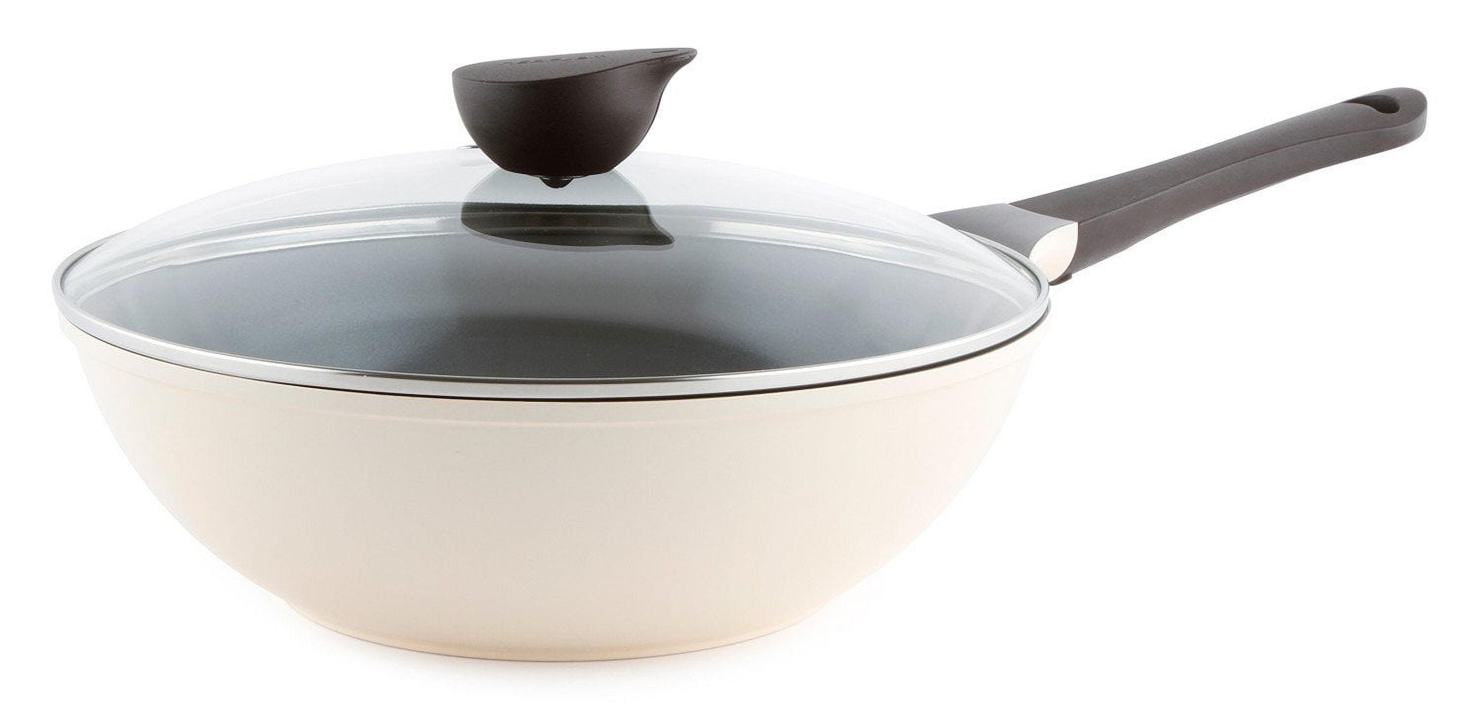 Ivory 12'' Ceramic Nonstick Chef's Pan with Glass Lid