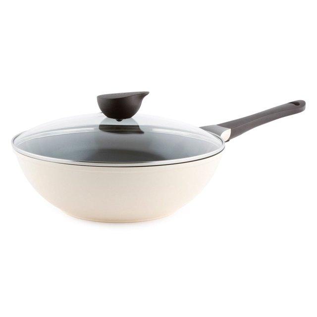 Neoflam EELA 12" Chef's Wok Pan with Glass Lid, Made in Korea