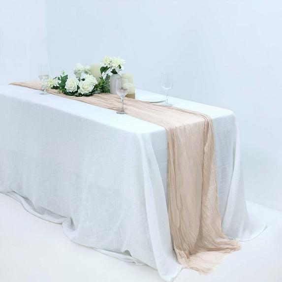 Efavormart 10FT Beige Cheesecloth Table Runner, Gauze Fabric Boho Wedding Arbor Decor