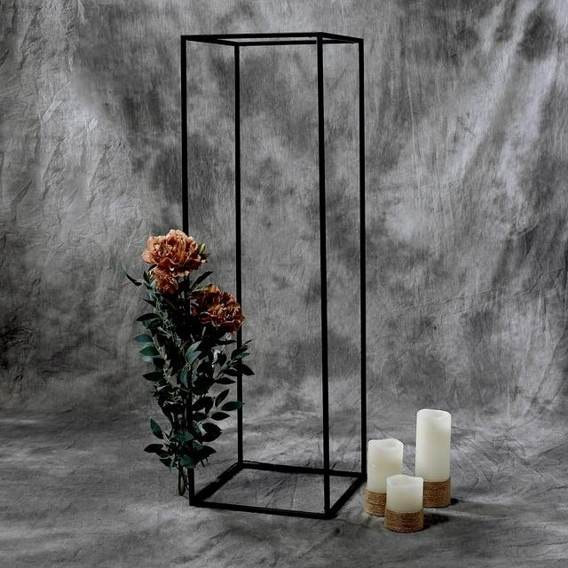 Efavormart Paquete de 2 - Soporte de Flores de Boda de Metal Negro Mate Rectangular de 40", Jarrones Geométricos para Centro de Mesa de Cena de Fiesta de Boda, Decoración de Hotel de Restaurante