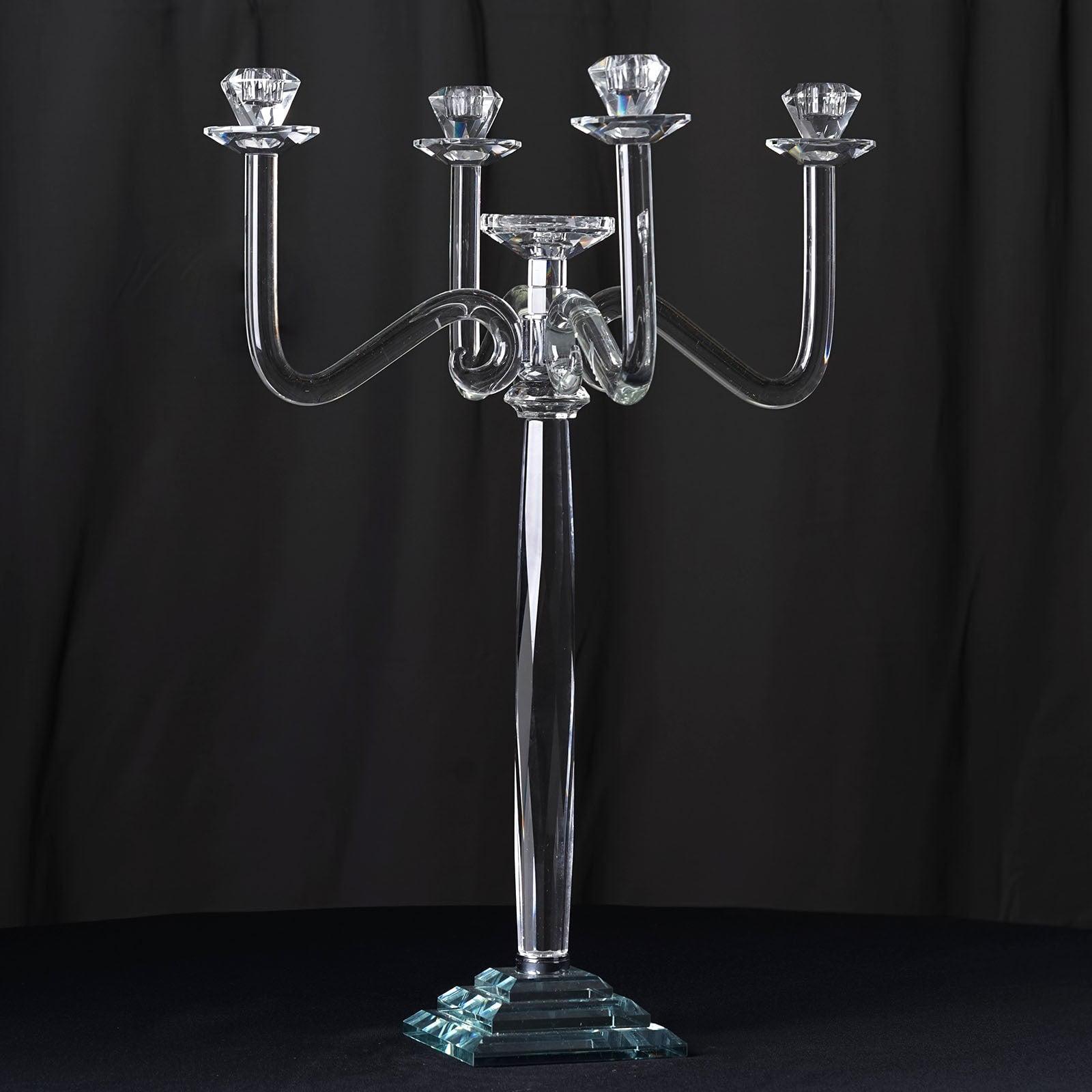 27" Tall Handcrafted Crystal Glass 5-Arm Candelabra