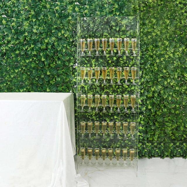 Efavormart 5ft Clear 5-Tier Wine Glass Stemware Rack, Champagne Flute Holder Wall Stand