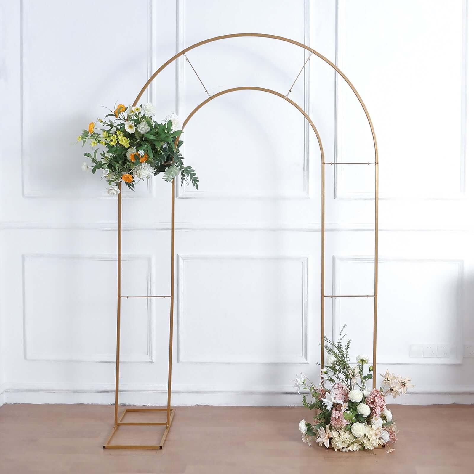 Gold Metal Double Arch Wedding Backdrop Stand