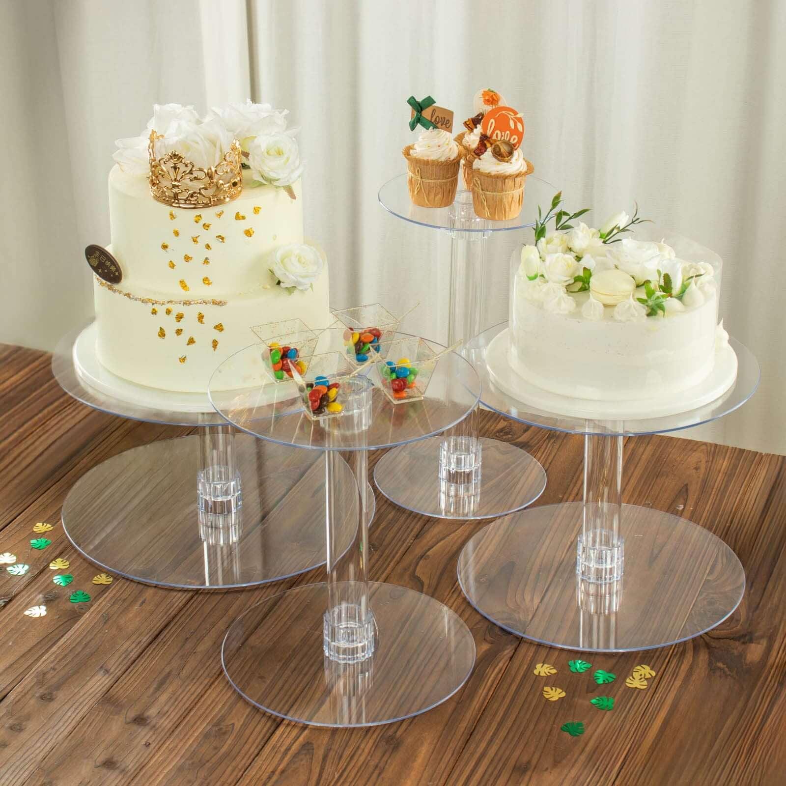 Efavormart Lovely 4 Tier XL Acrylic Crystal Glass Clear Cake Dessert Decorating Stand For Birthday Xmas Party Wedding
