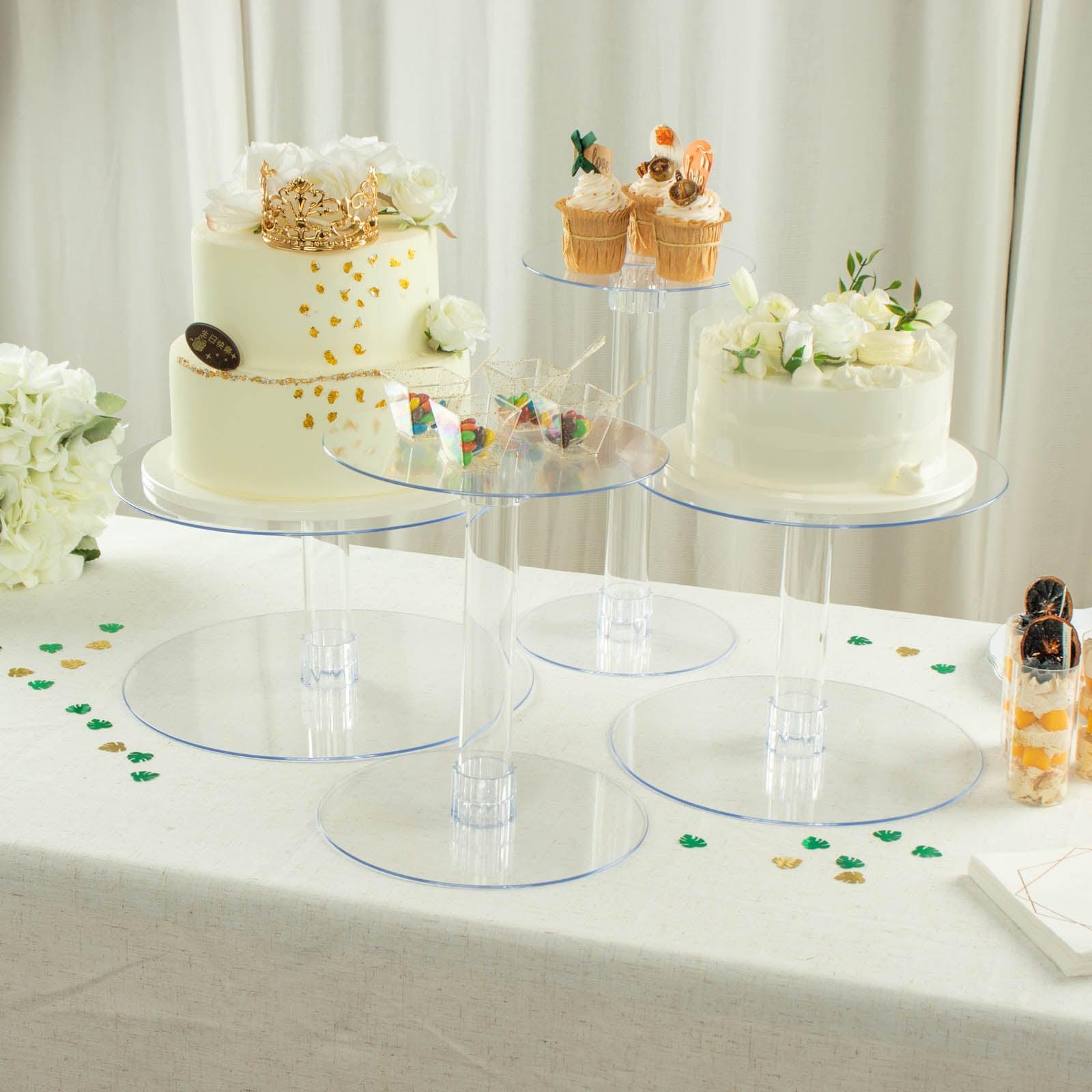 Efavormart Lovely 4 Tier XL Acrylic Crystal Glass Clear Cake Dessert Decorating Stand For Birthday Xmas Party Wedding