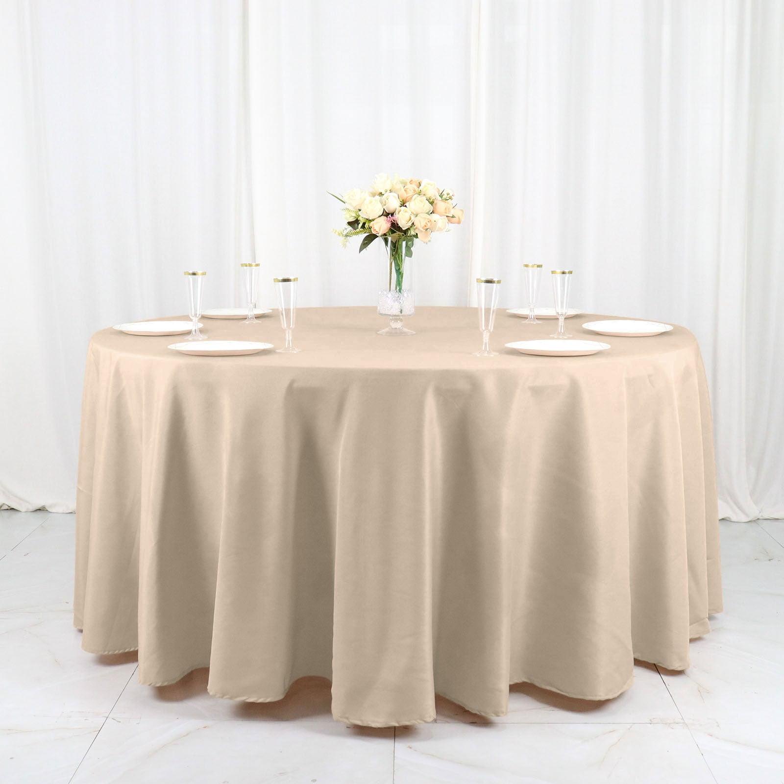 BalsaCircle Christmas Holidays 132" White Round Polyester Tablecloth Linens Decoration