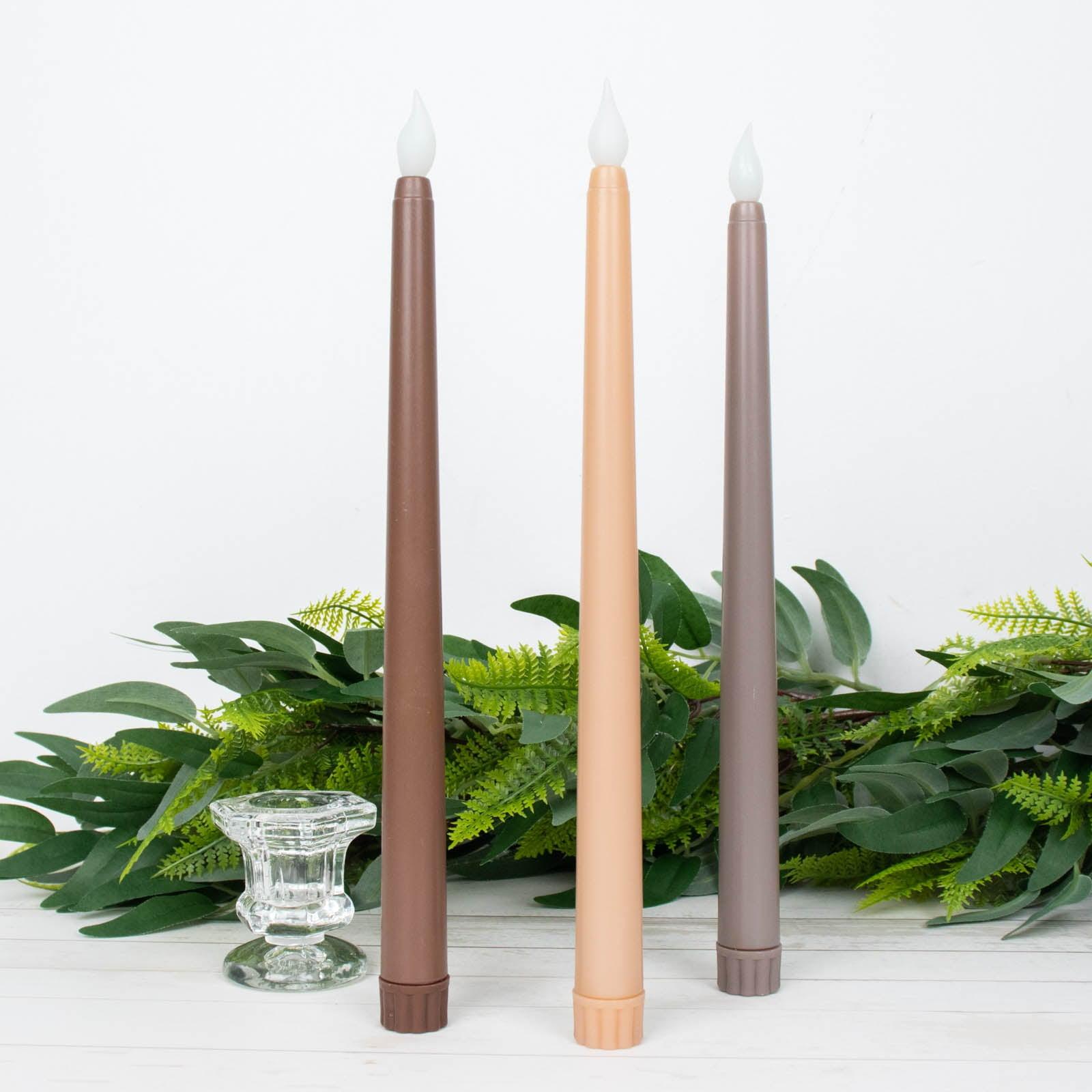 Efavormart Set of 3 | 11" Mixed Natural Warm Flickering Flameless LED Taper Candles