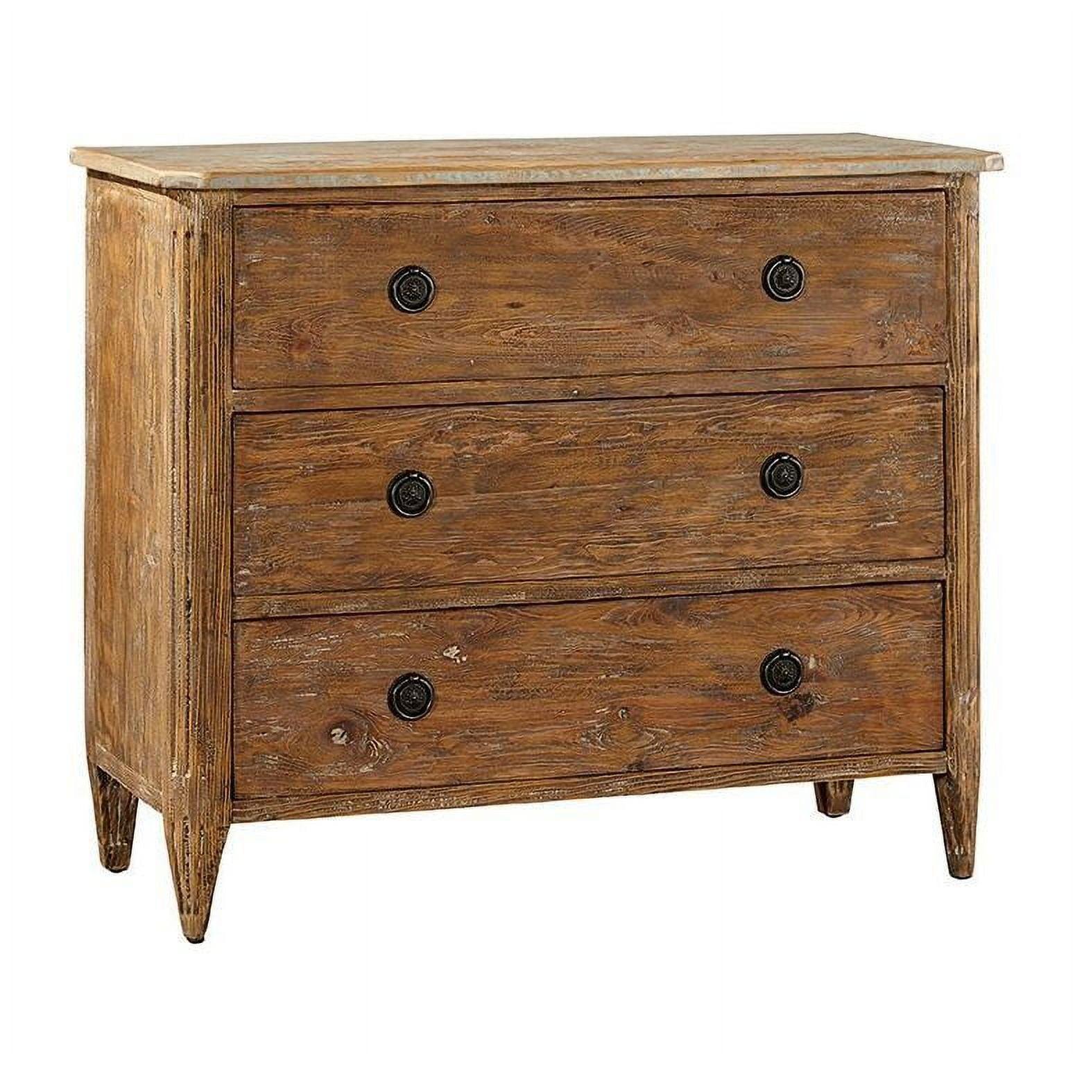 Rustic Brown Reclaimed Pine 3-Drawer Chest