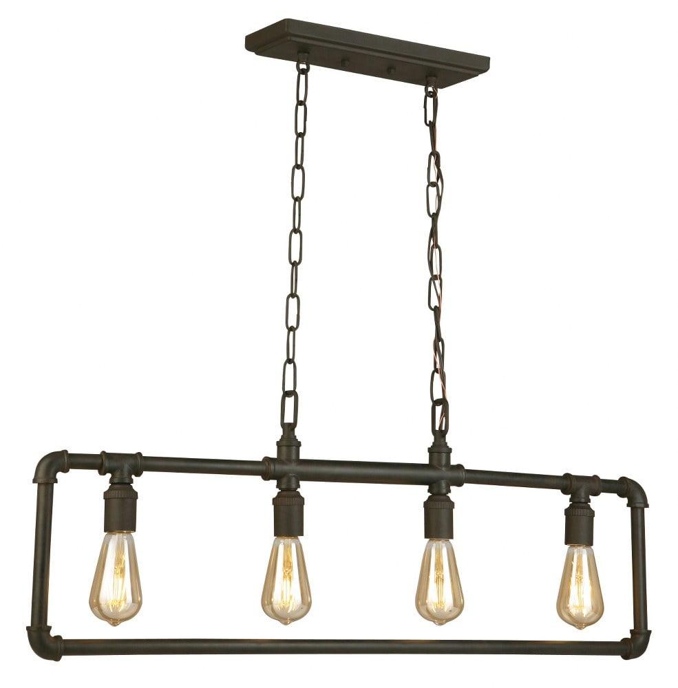 Wymer Matte Bronze 35'' Linear Chandelier with Vintage Bulbs