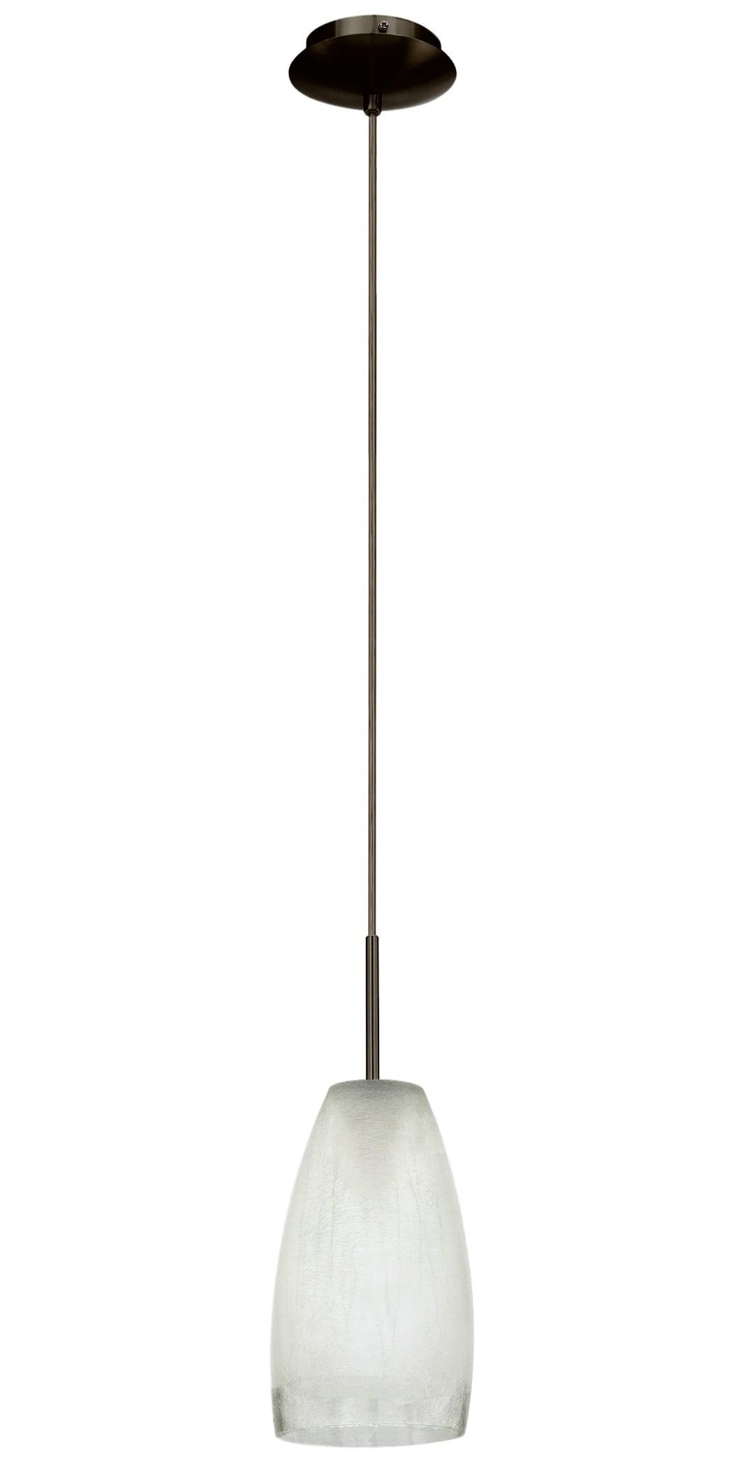 Mini Contemporary 14'' Matte Nickel Pendant with Crackle Glass Shade