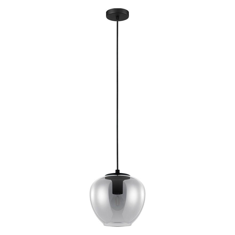 15" Black Smoked Glass Mini Pendant Light